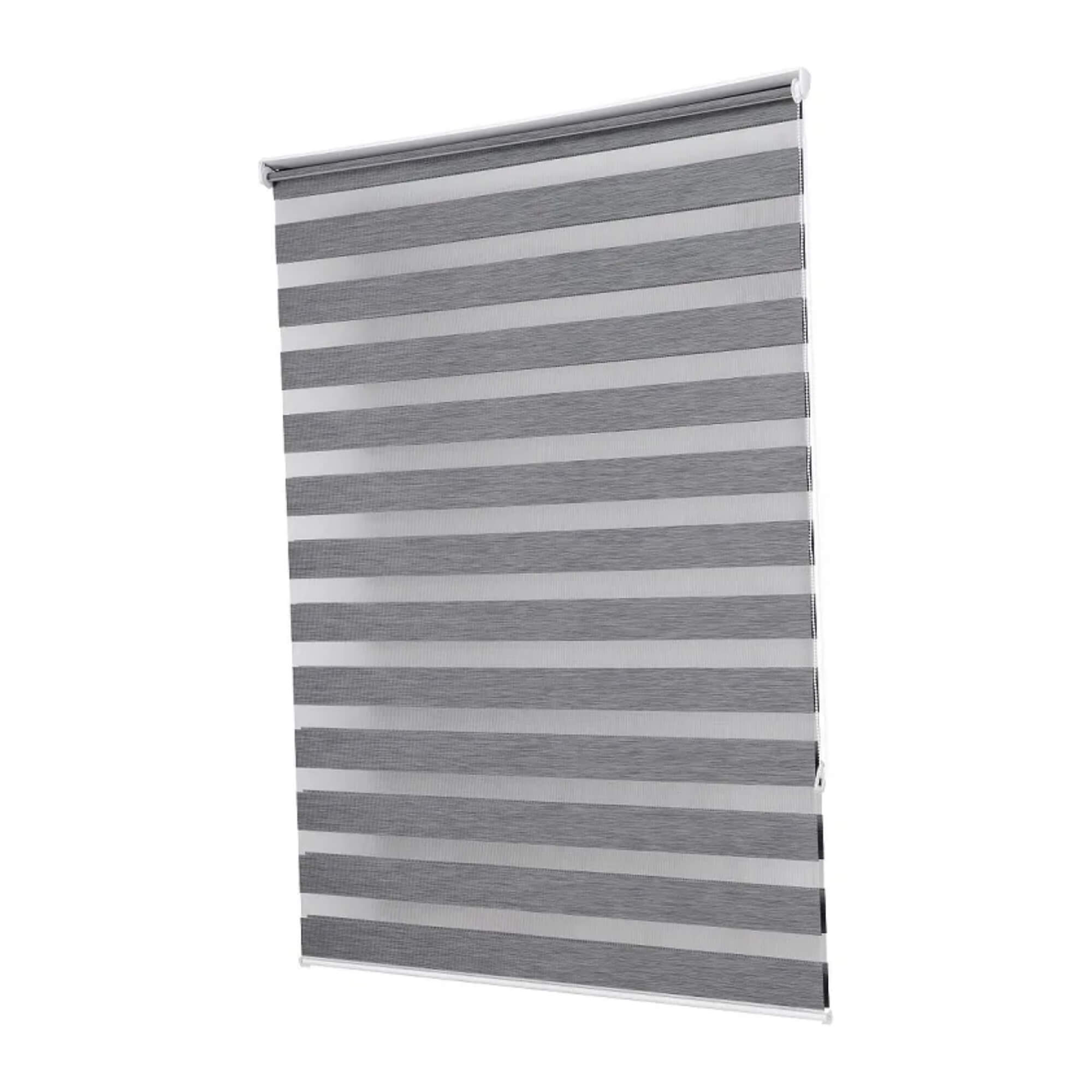 Persiana Rolo Zebra Dupla 160x160cm Grafite Linho Conthey Evolux - N2004463G