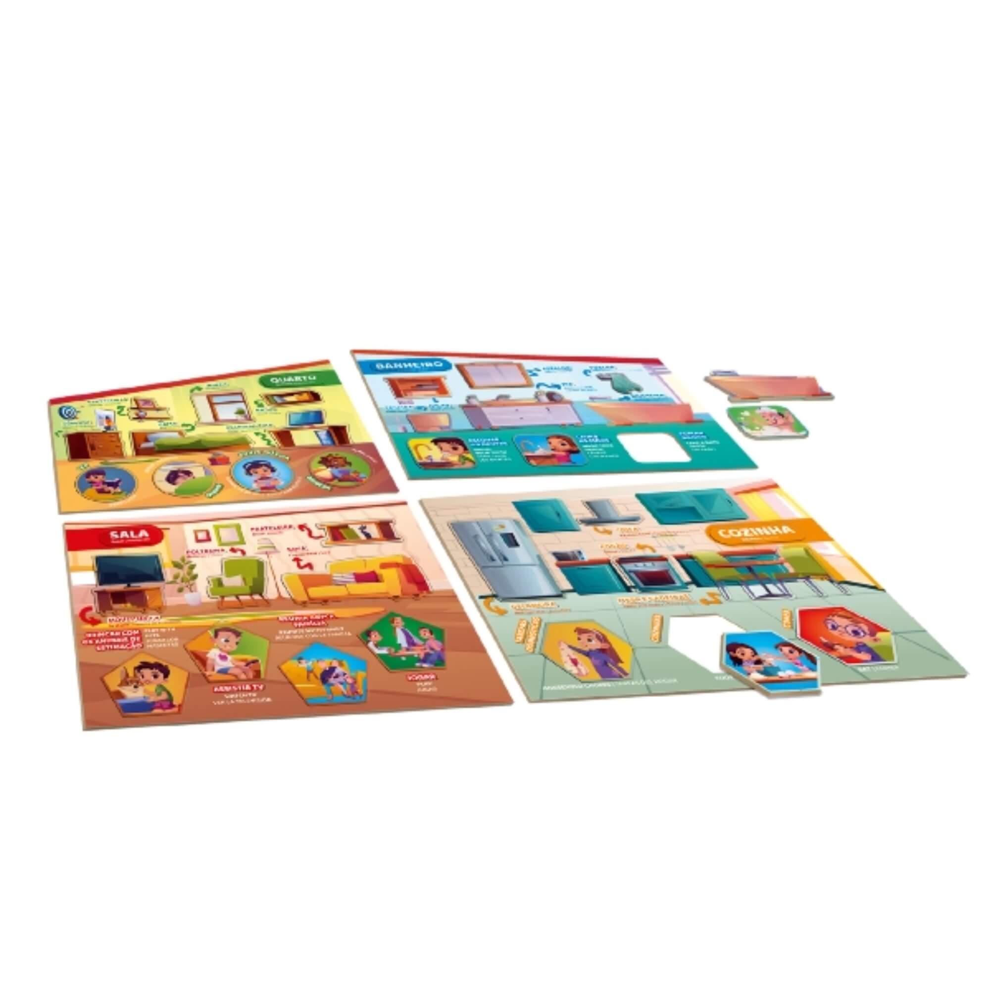 Quebra-Cabeça Infantil Minha Rotina 42 Peças +4 Anos Pais e Filhos - 792957