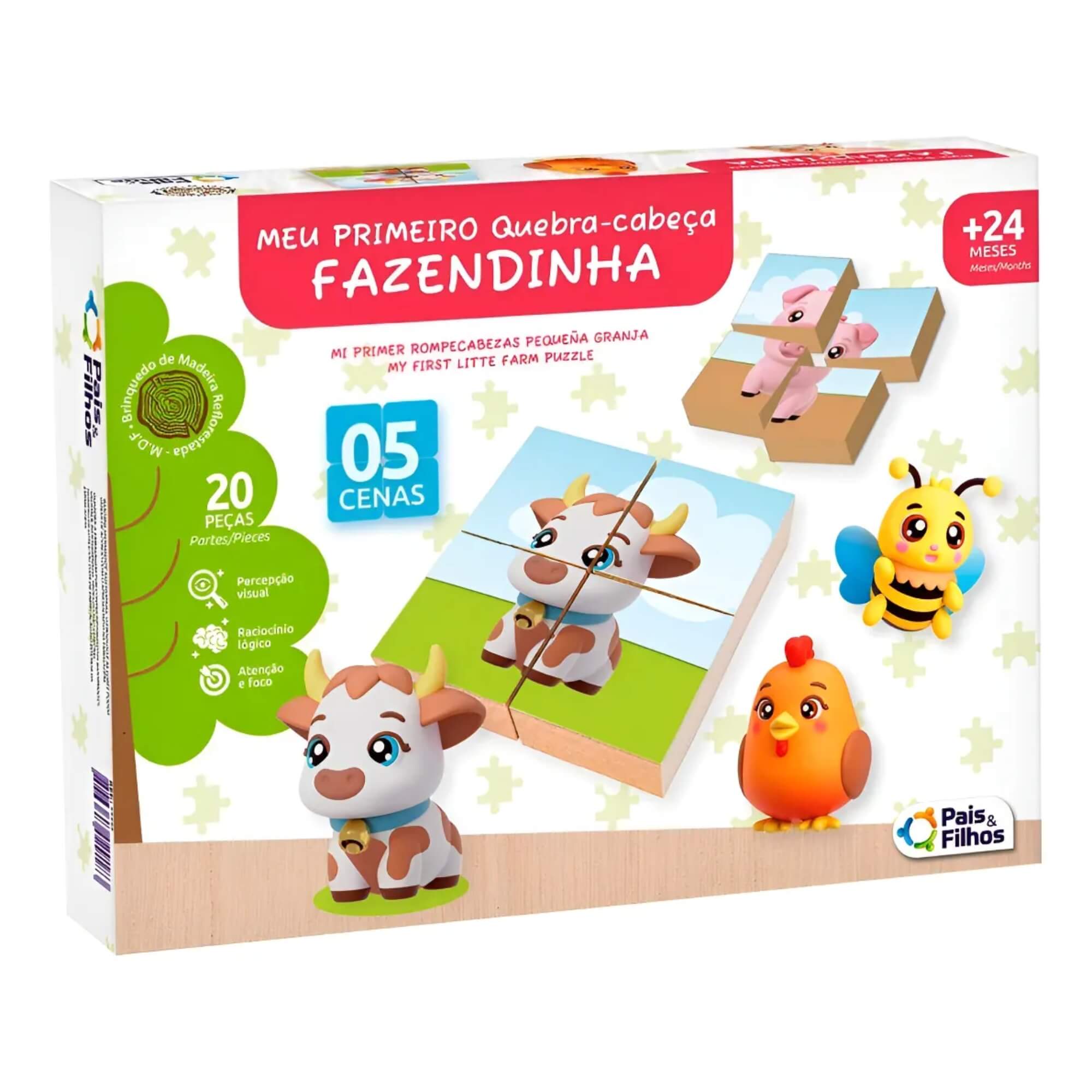 Meu Primeiro Quebra-Cabeça Fazendinha 20 Peças Pais e Filhos - 793042