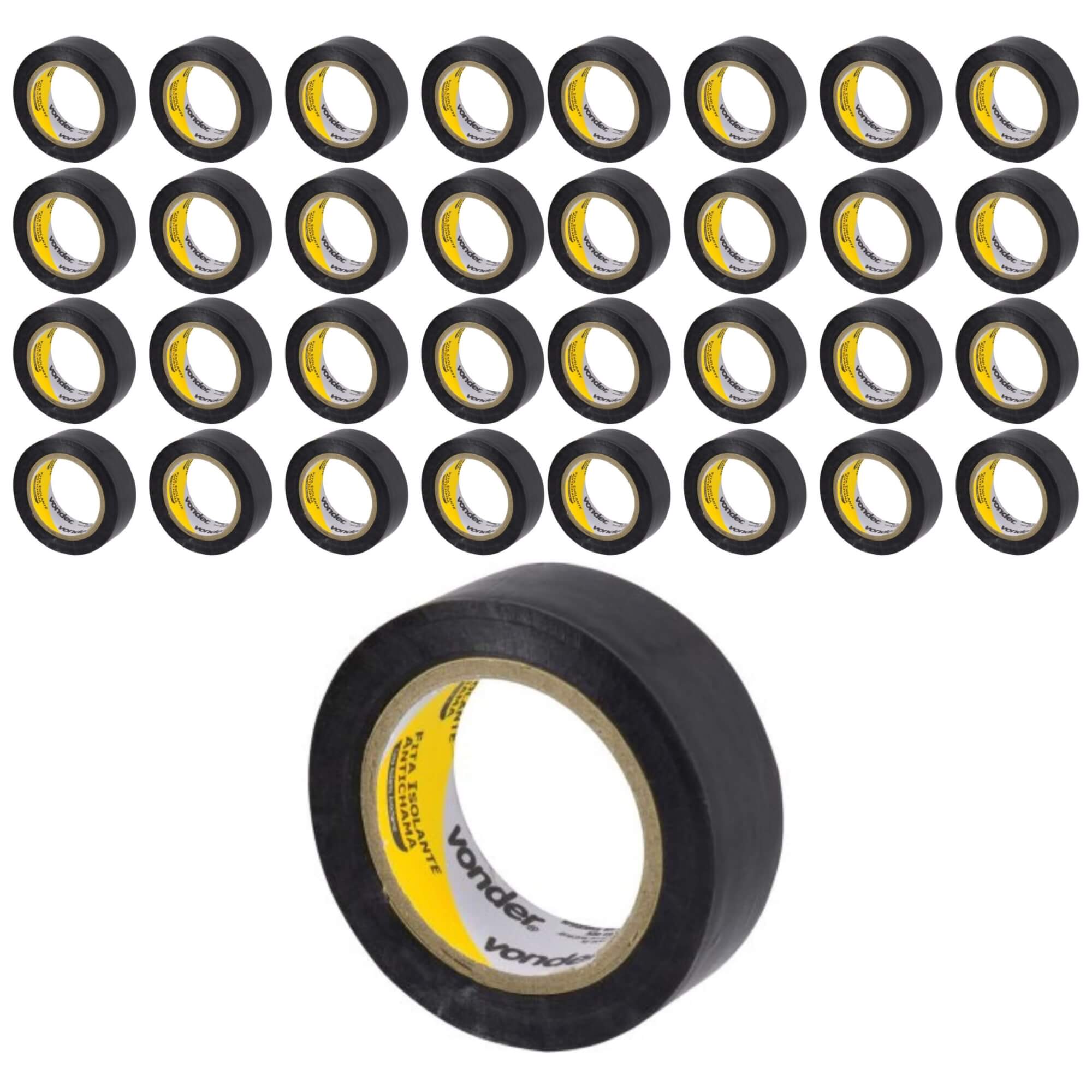 COMP Kit 50 Rolos de Fita Isolante Antichama 19mm x 10m Preta