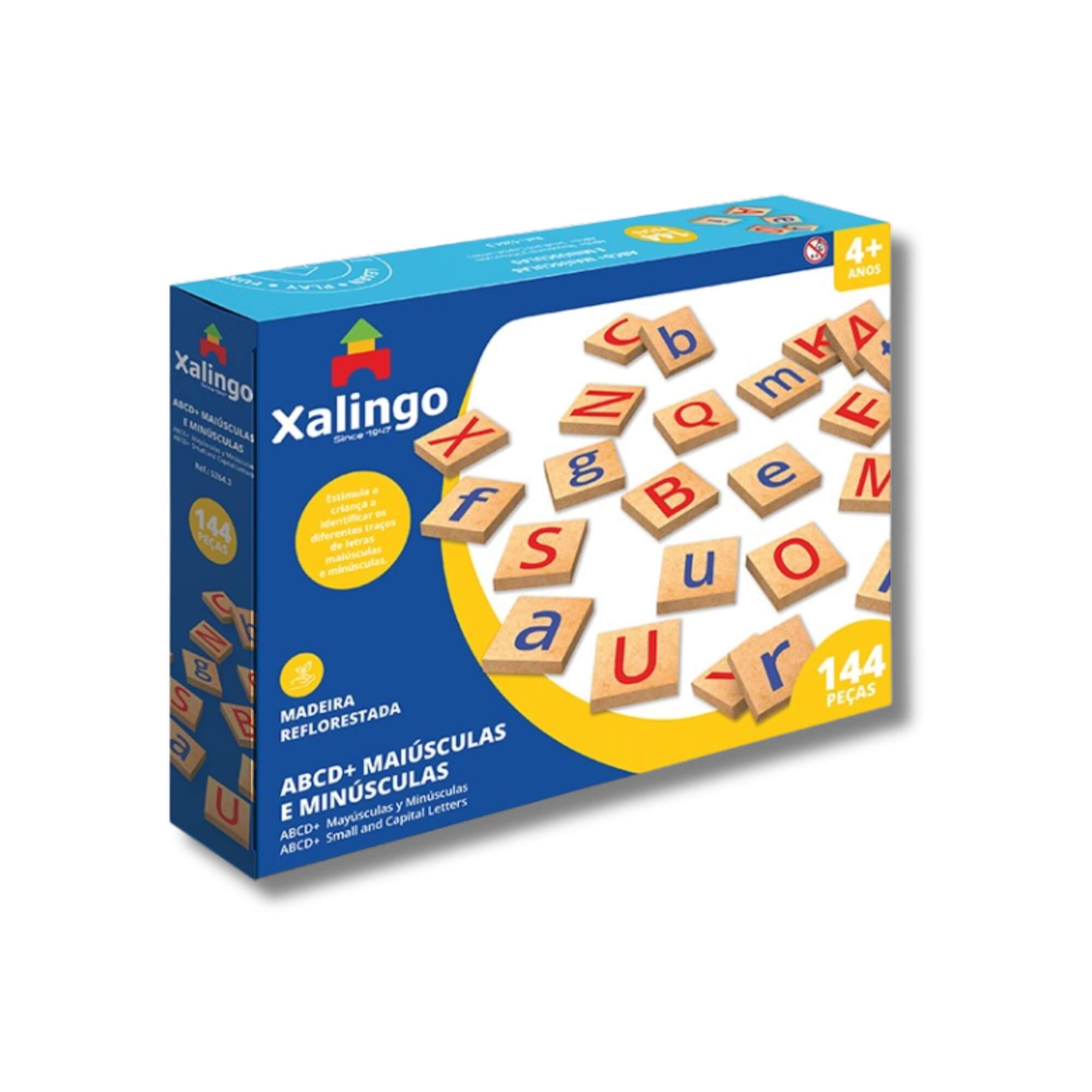 Jogo ABCD Letras Maiúsculas e Minúsculas 144 Peças +4 Anos Xalingo - 52643