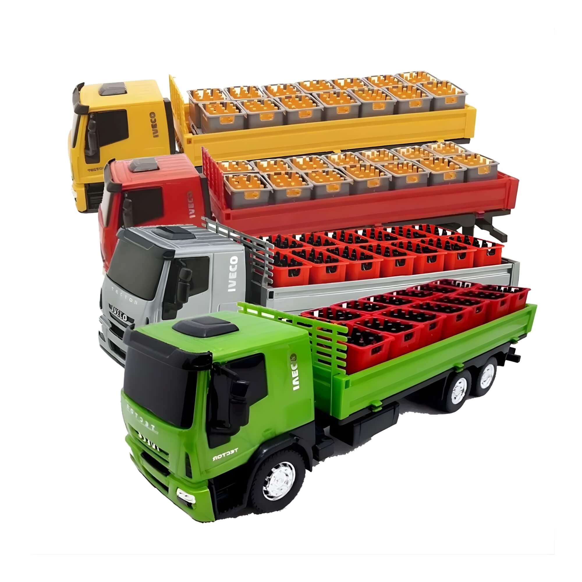 Brinquedo Mini Caminhão Iveco Tector Dropside Engradado Sortido e Unitário Usual Brinquedos - 341
