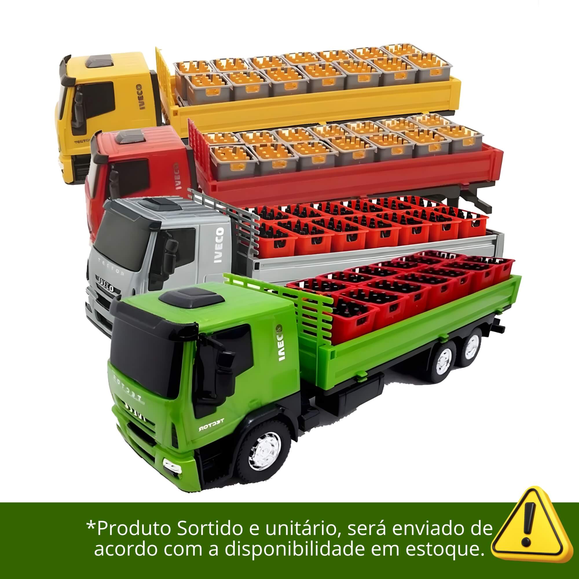 Brinquedo Mini Caminhão Iveco Tector Dropside Engradado Sortido e Unitário Usual Brinquedos - 341