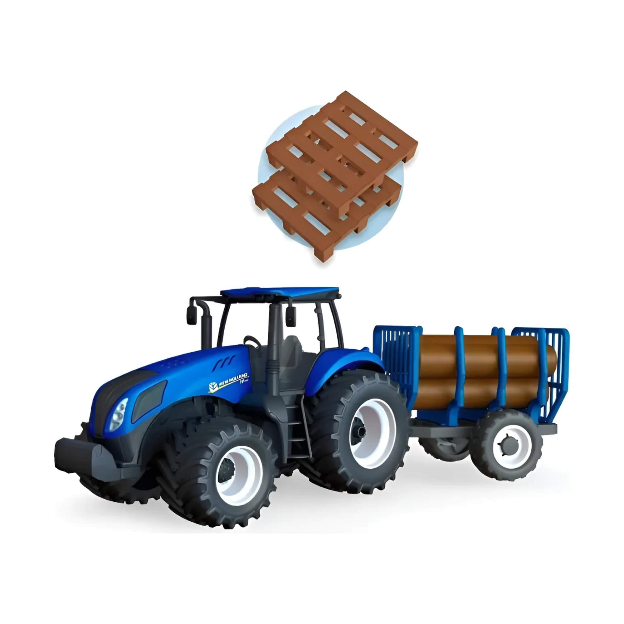 Brinquedo Trator Miniatura Infantil T8 com Carretinha Usual Brinquedos - 586