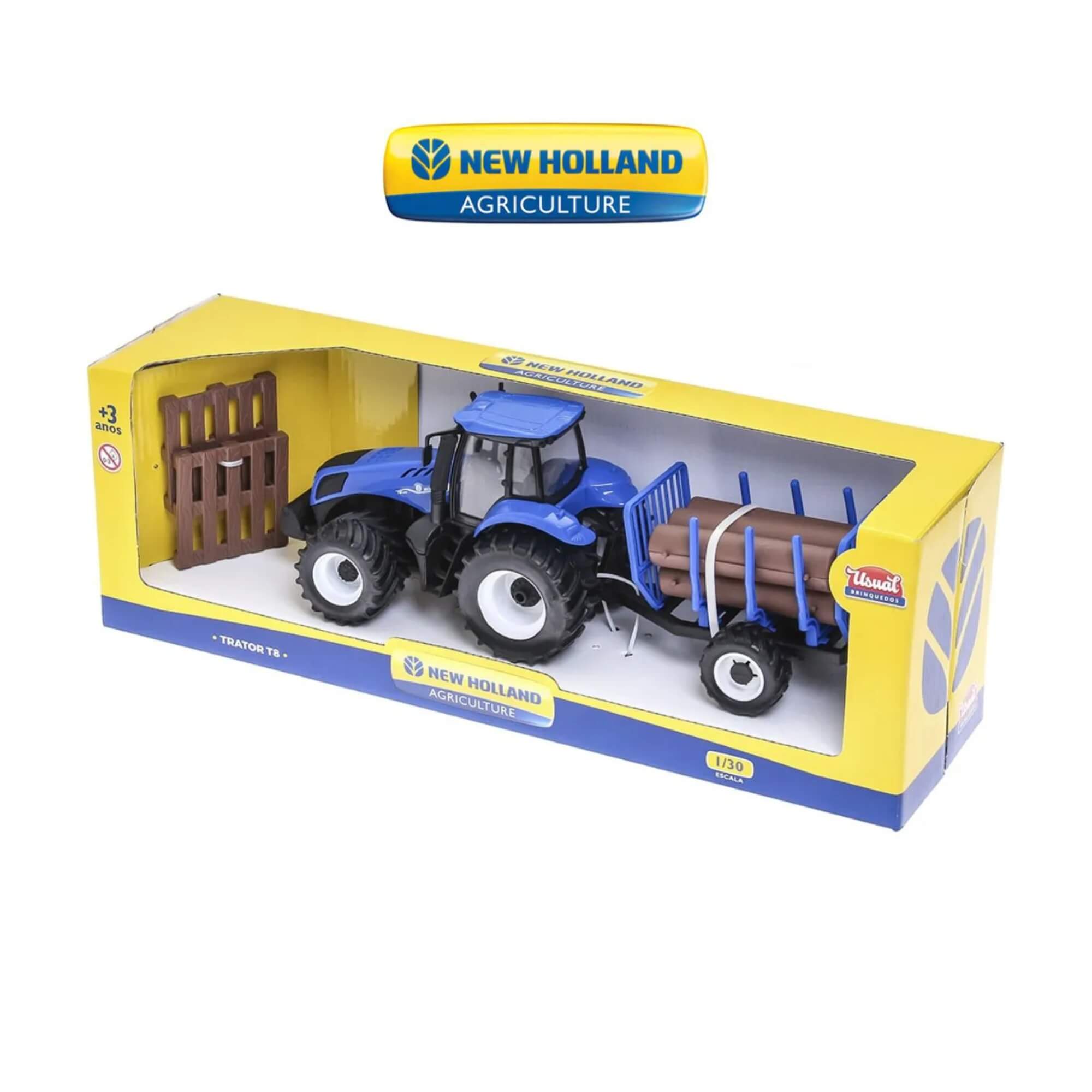 Brinquedo Trator Miniatura Infantil T8 com Carretinha Usual Brinquedos - 586