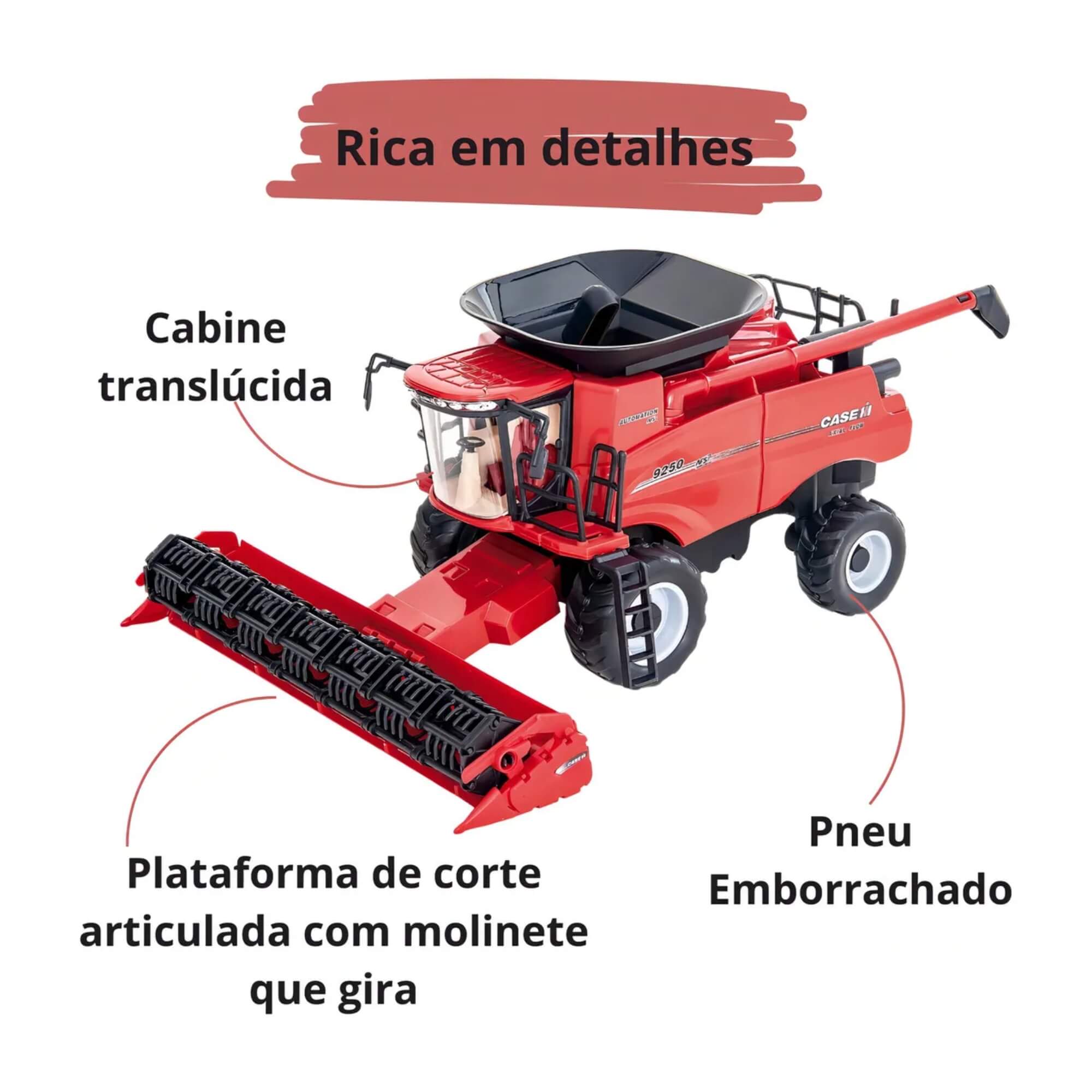 Brinquedo Colheitadeira de Grãos Axial-Flow 9250 Case Usual Brinquedos - 661