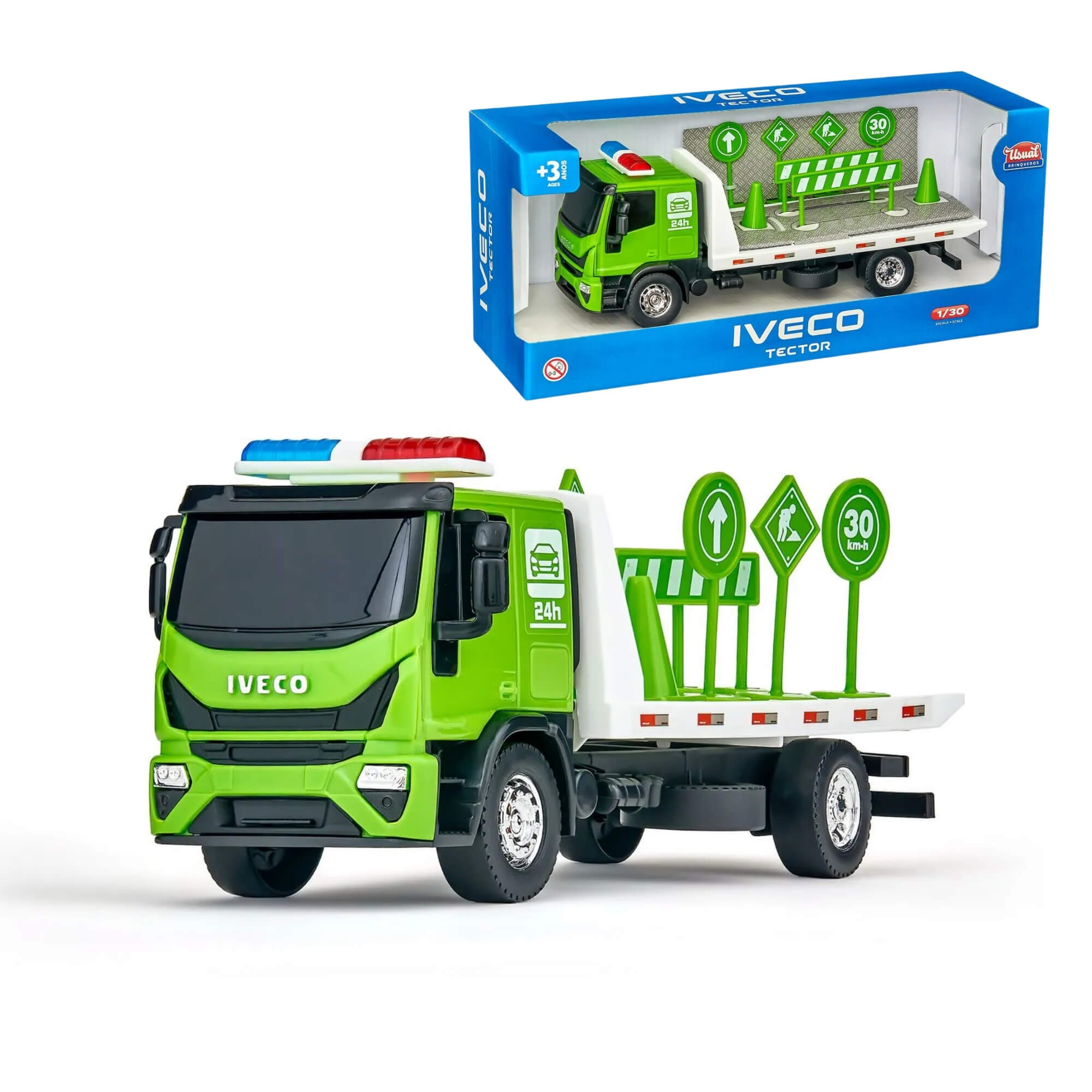 Brinquedo Miniatura Iveco Tector Guincho Plataforma 667 Usual Brinquedos - 667