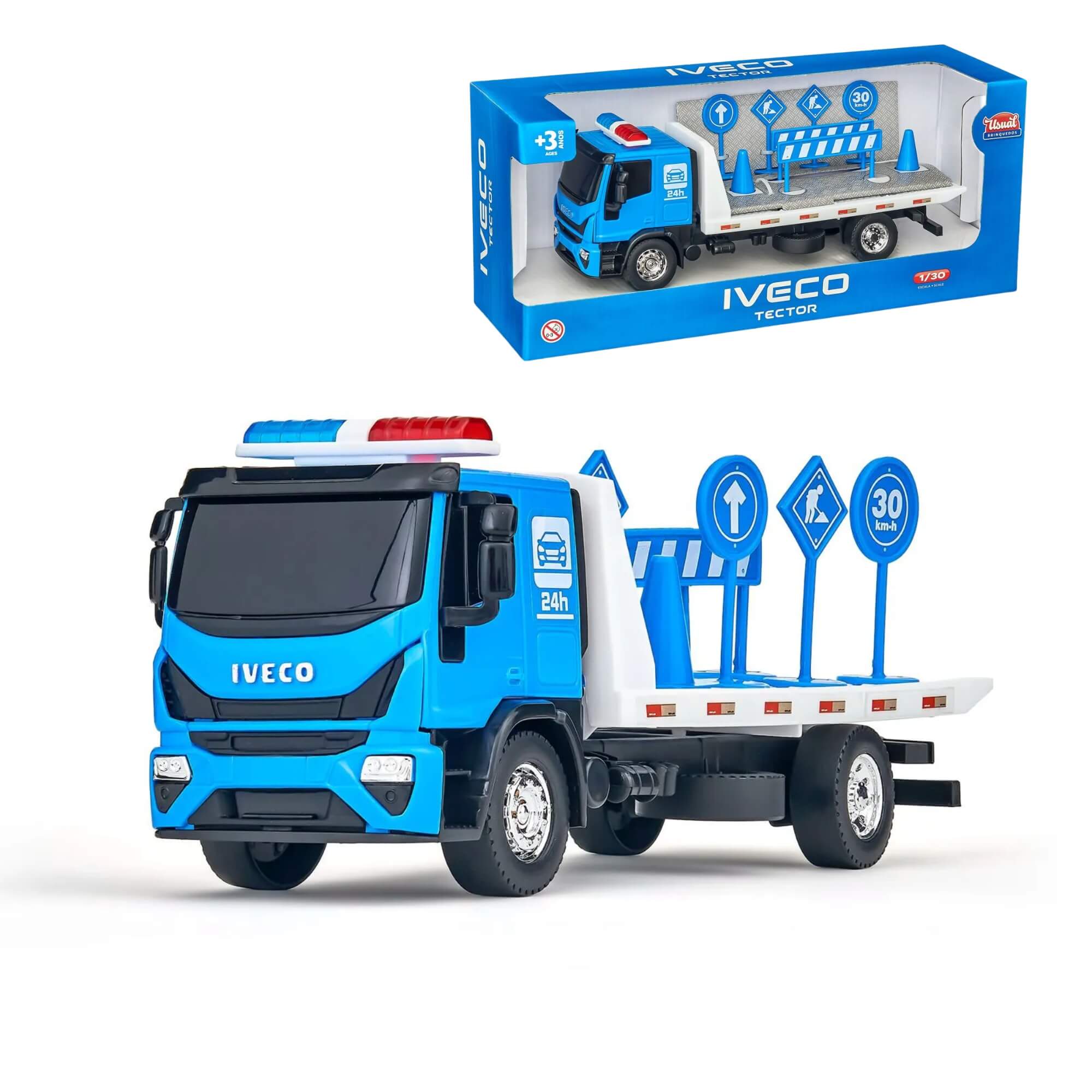 Brinquedo Miniatura Iveco Tector Guincho Plataforma 667 Usual Brinquedos - 667