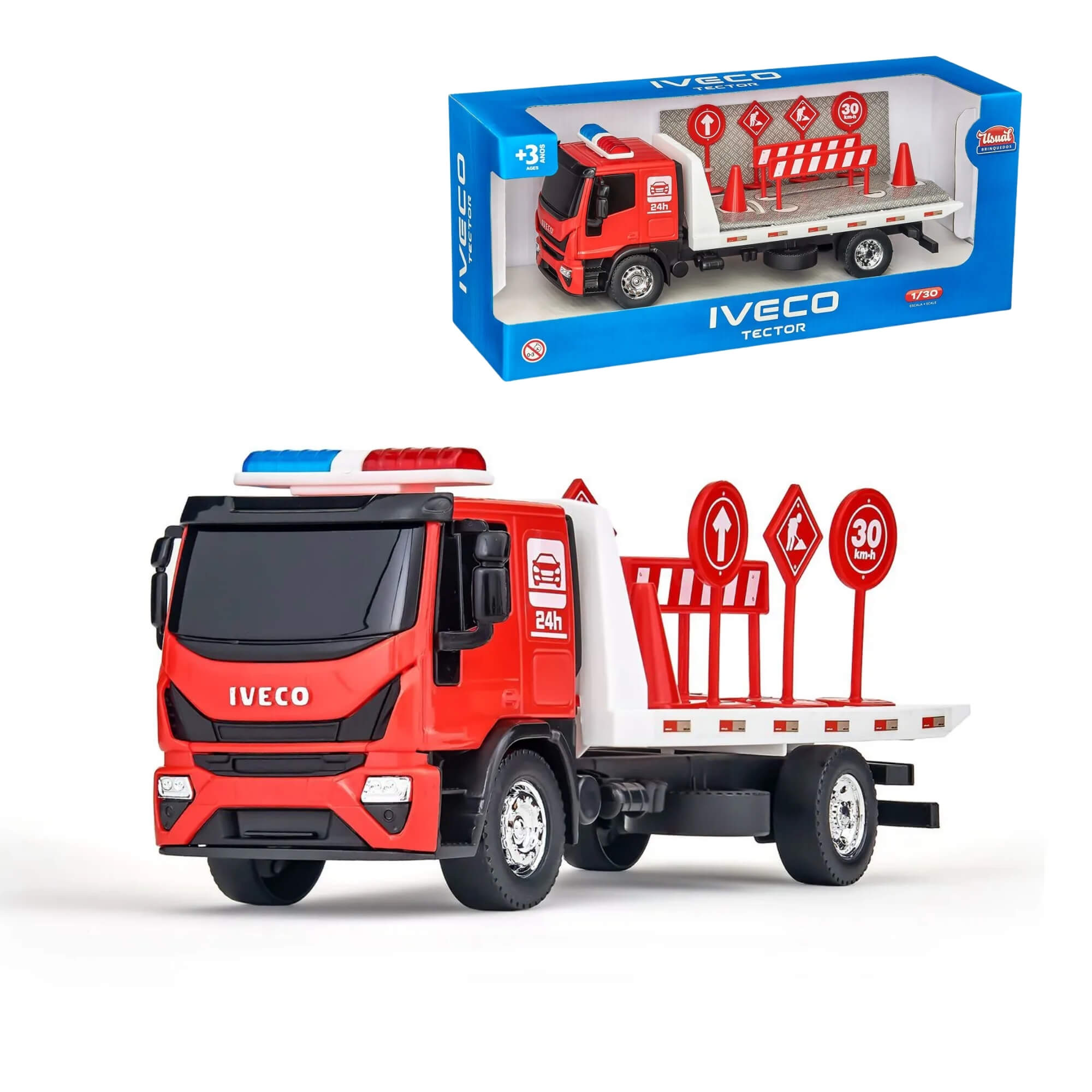 Brinquedo Miniatura Iveco Tector Guincho Plataforma 667 Usual Brinquedos - 667