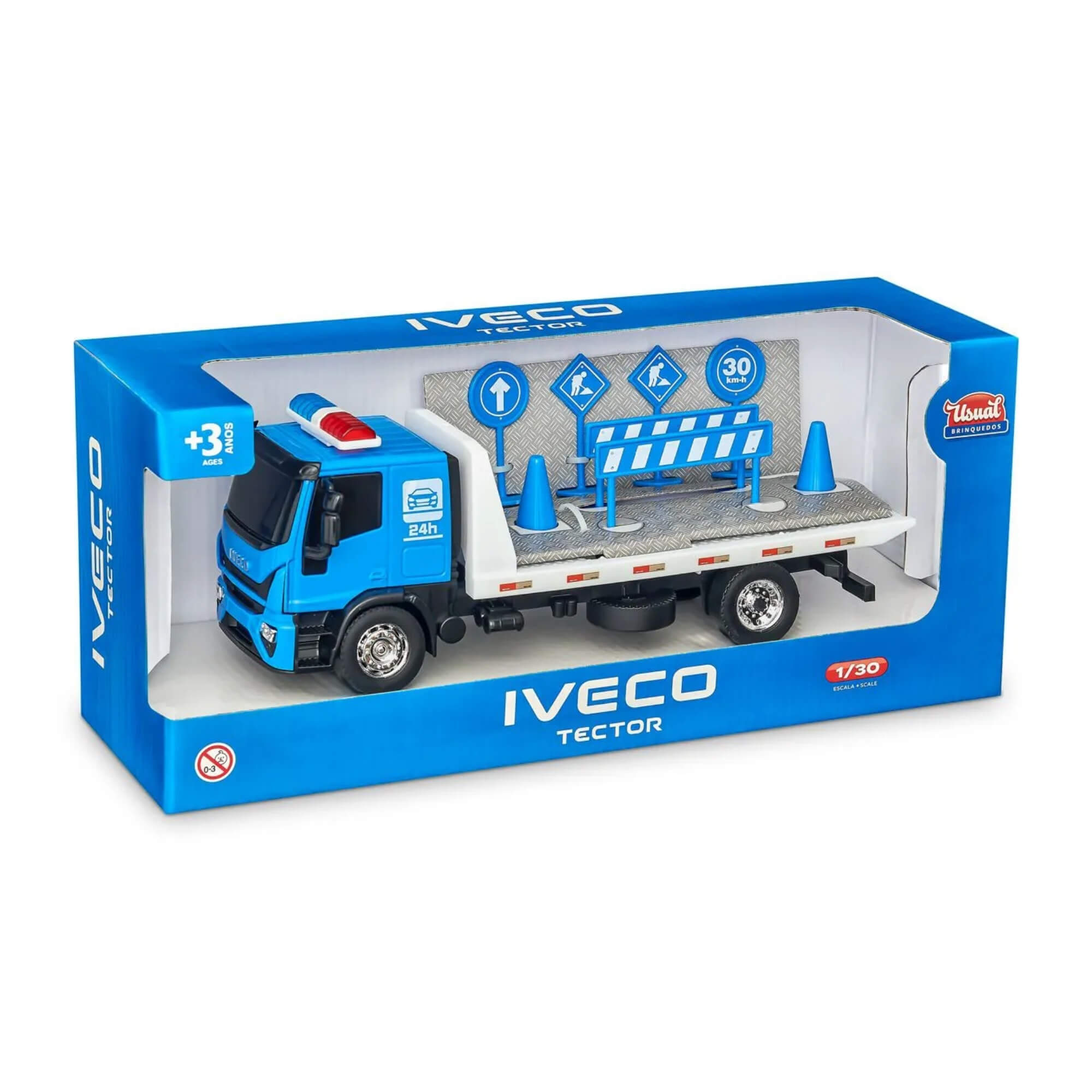 Brinquedo Miniatura Iveco Tector Guincho Plataforma 667 Usual Brinquedos - 667