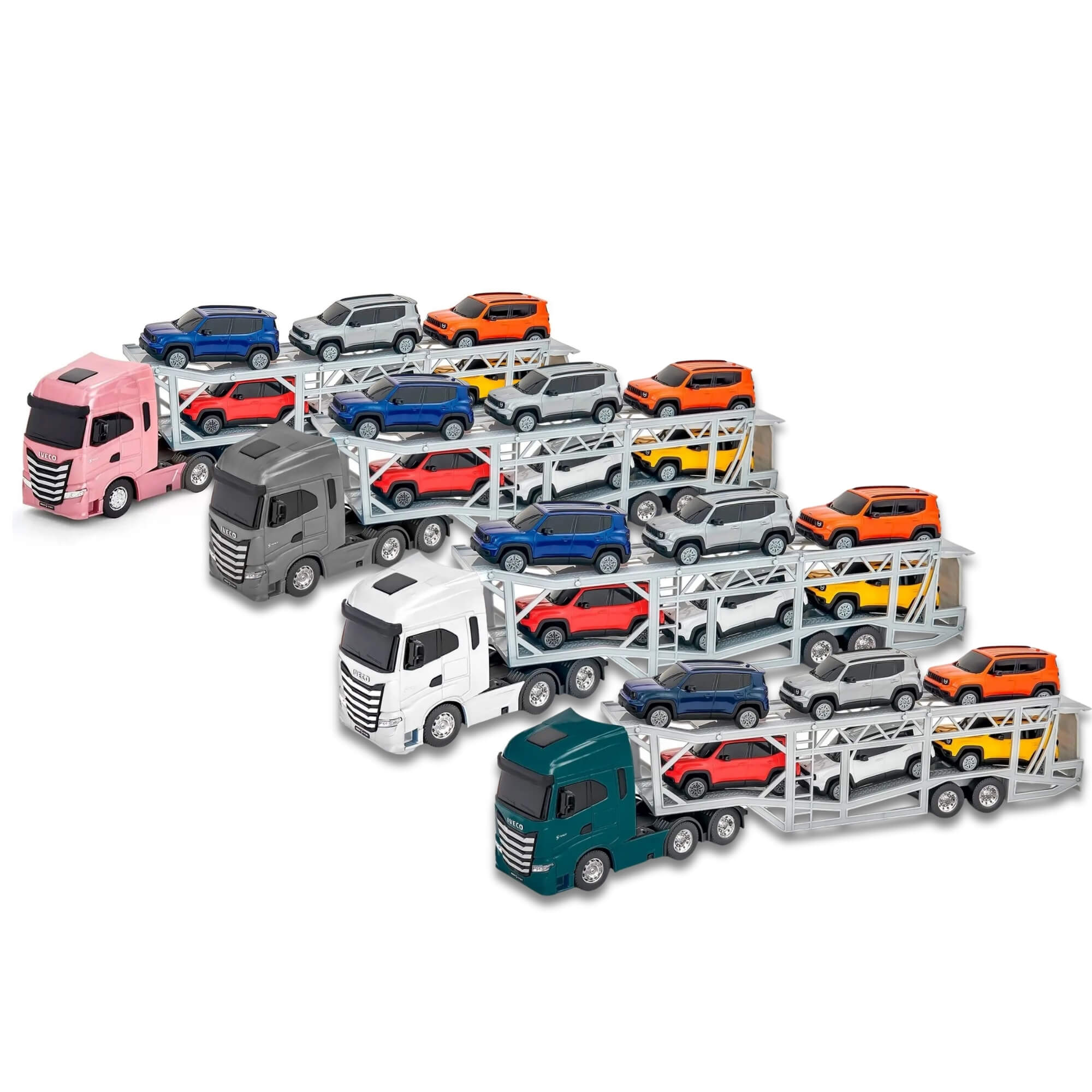 Mini Caminhão Iveco S-Way Cegonha c/ 6 Jeep Renegade (Sortido e Unitário) Usual Brinquedos - 668