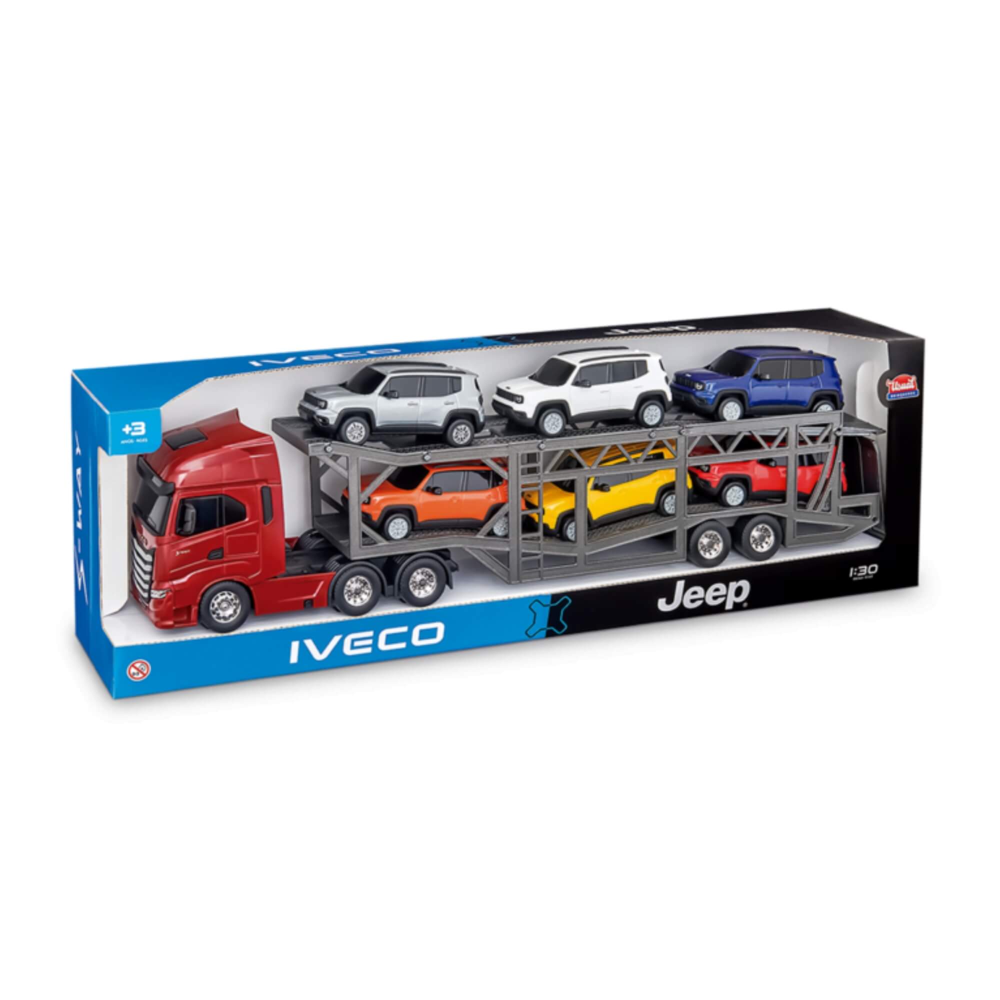 Mini Caminhão Iveco S-Way Cegonha c/ 6 Jeep Renegade (Sortido e Unitário) Usual Brinquedos - 668
