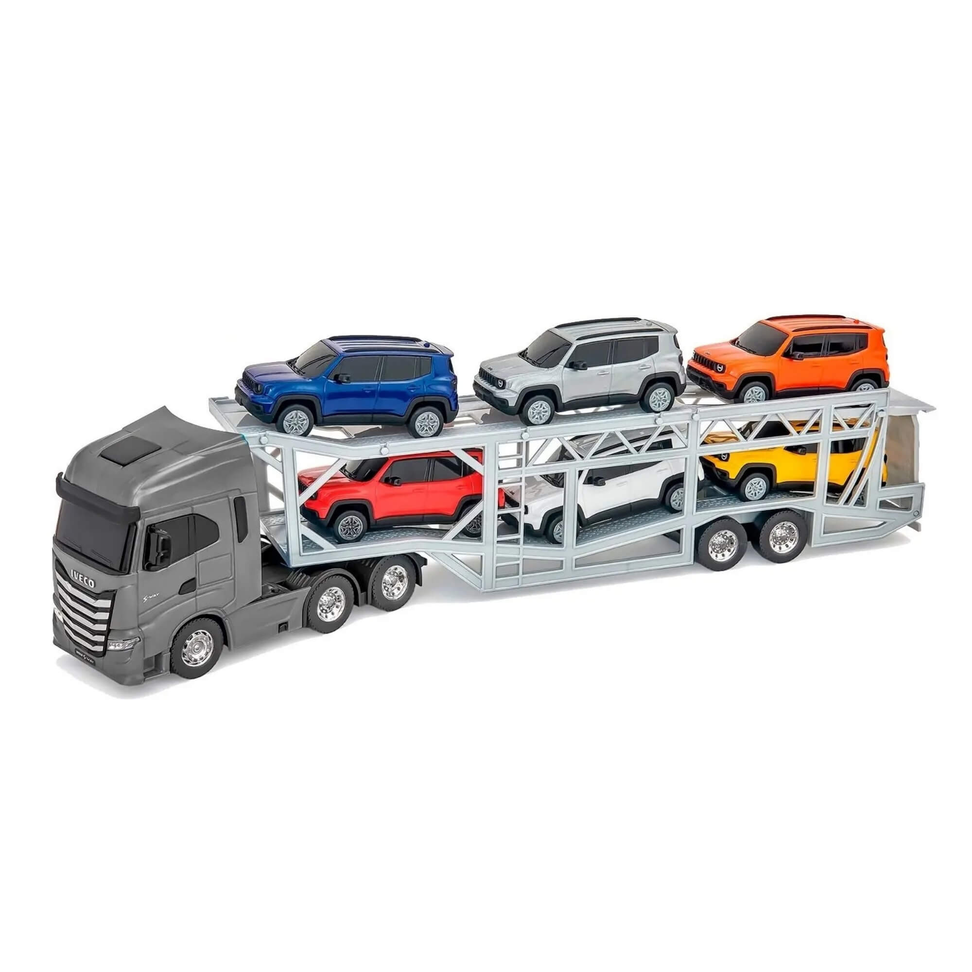 Mini Caminhão Iveco S-Way Cegonha c/ 6 Jeep Renegade (Sortido e Unitário) Usual Brinquedos - 668