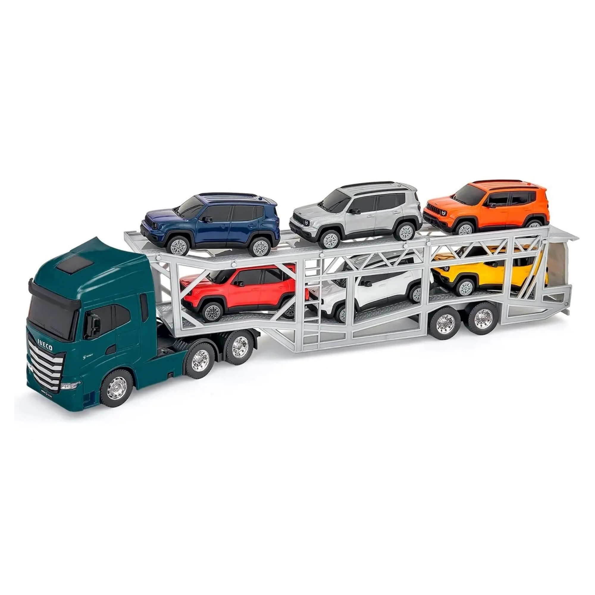 Mini Caminhão Iveco S-Way Cegonha c/ 6 Jeep Renegade (Sortido e Unitário) Usual Brinquedos - 668