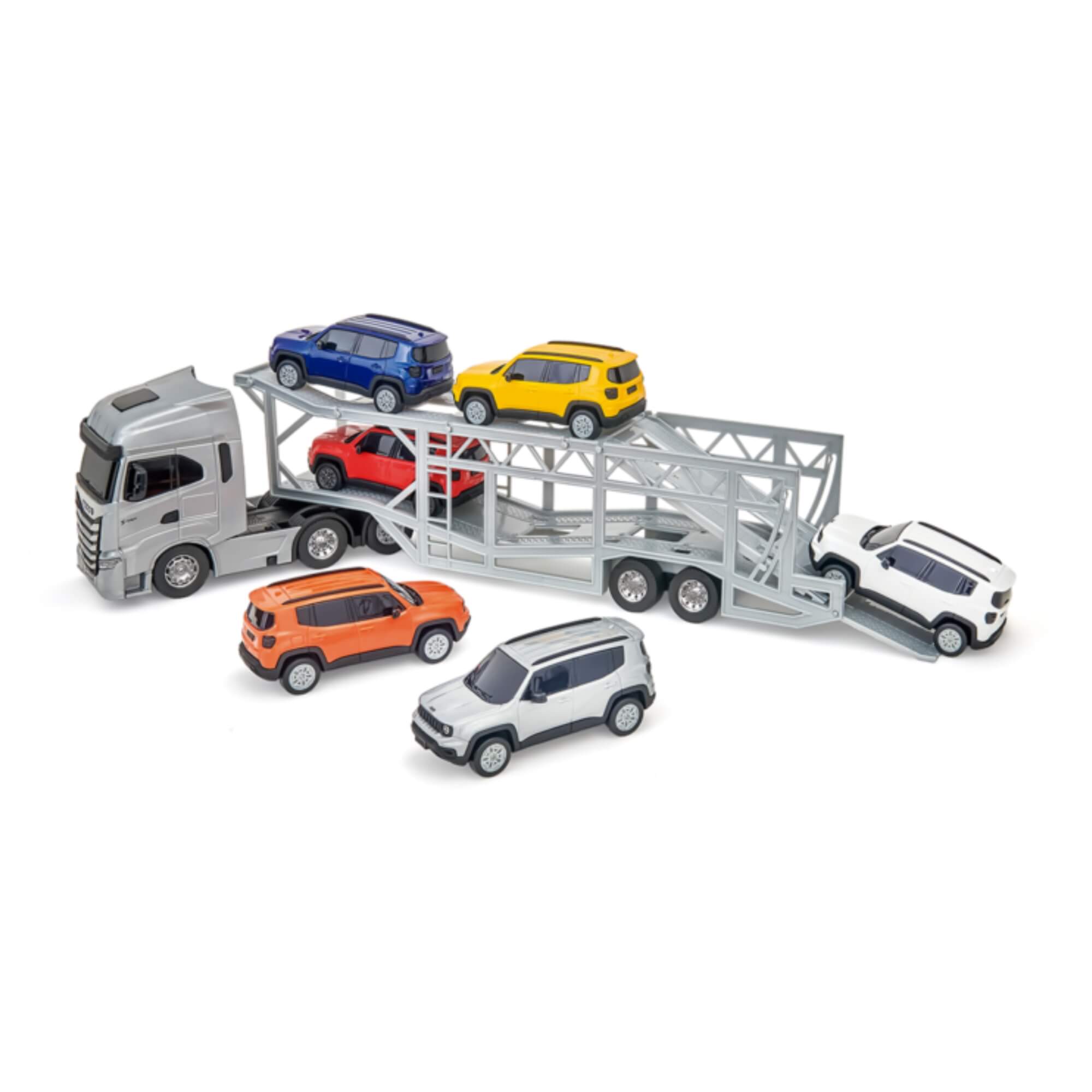Mini Caminhão Iveco S-Way Cegonha c/ 6 Jeep Renegade (Sortido e Unitário) Usual Brinquedos - 668