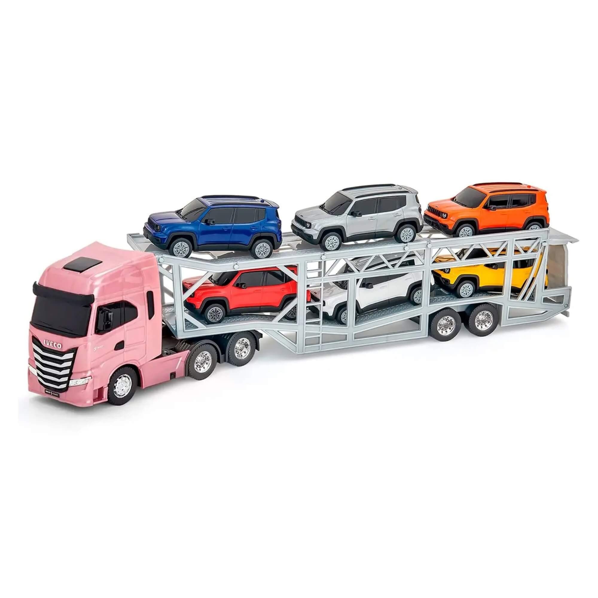Mini Caminhão Iveco S-Way Cegonha c/ 6 Jeep Renegade (Sortido e Unitário) Usual Brinquedos - 668