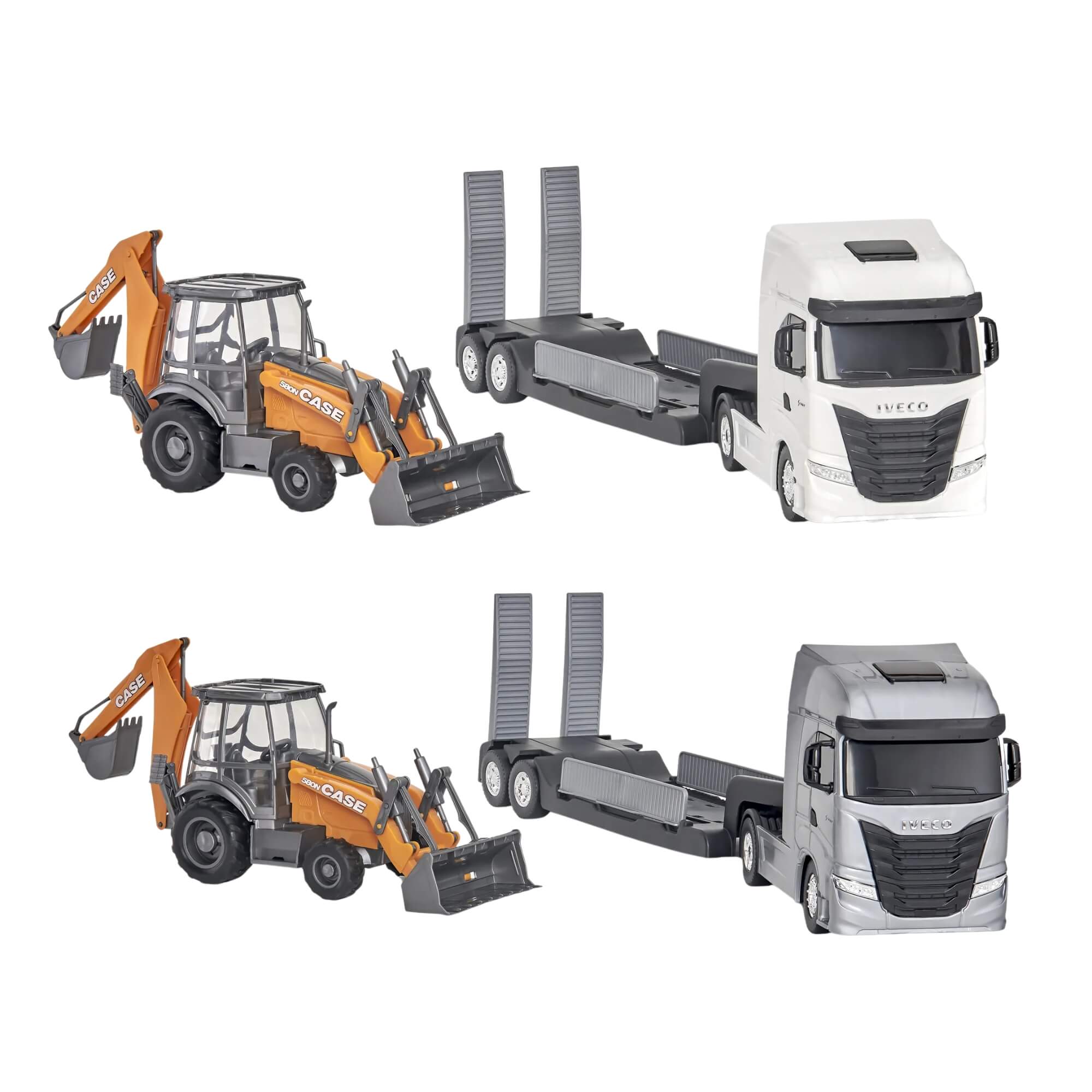 Brinquedo Caminhão Iveco S-Way Plataforma Retroescavadeira Case Usual Brinquedos - 691