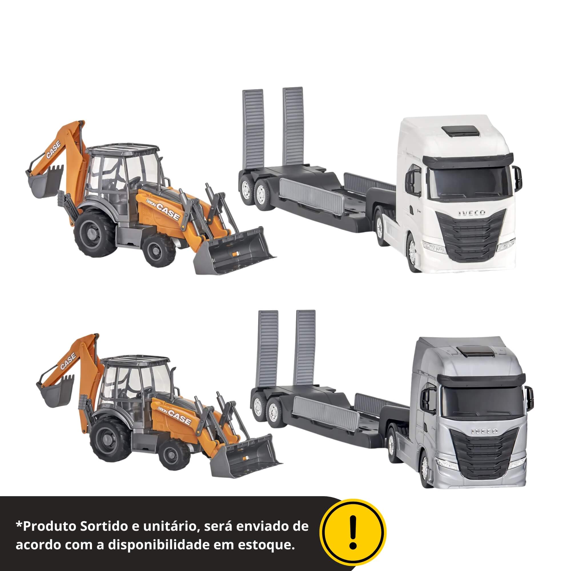 Brinquedo Caminhão Iveco S-Way Plataforma Retroescavadeira Case Usual Brinquedos - 691