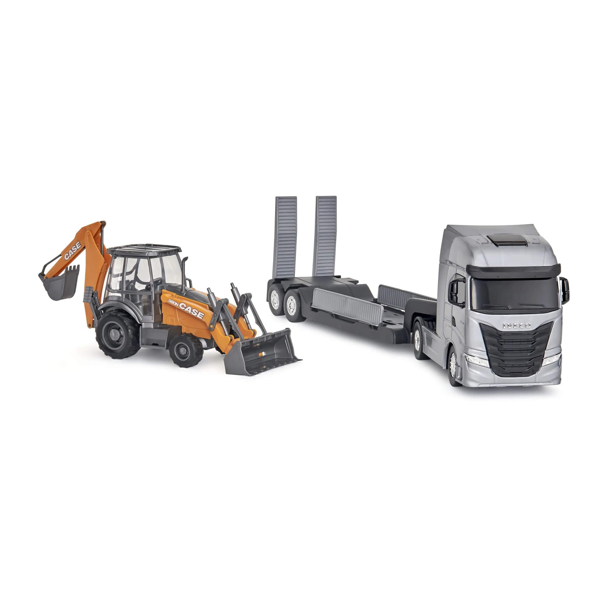 Brinquedo Caminhão Iveco S-Way Plataforma Retroescavadeira Case Usual Brinquedos - 691