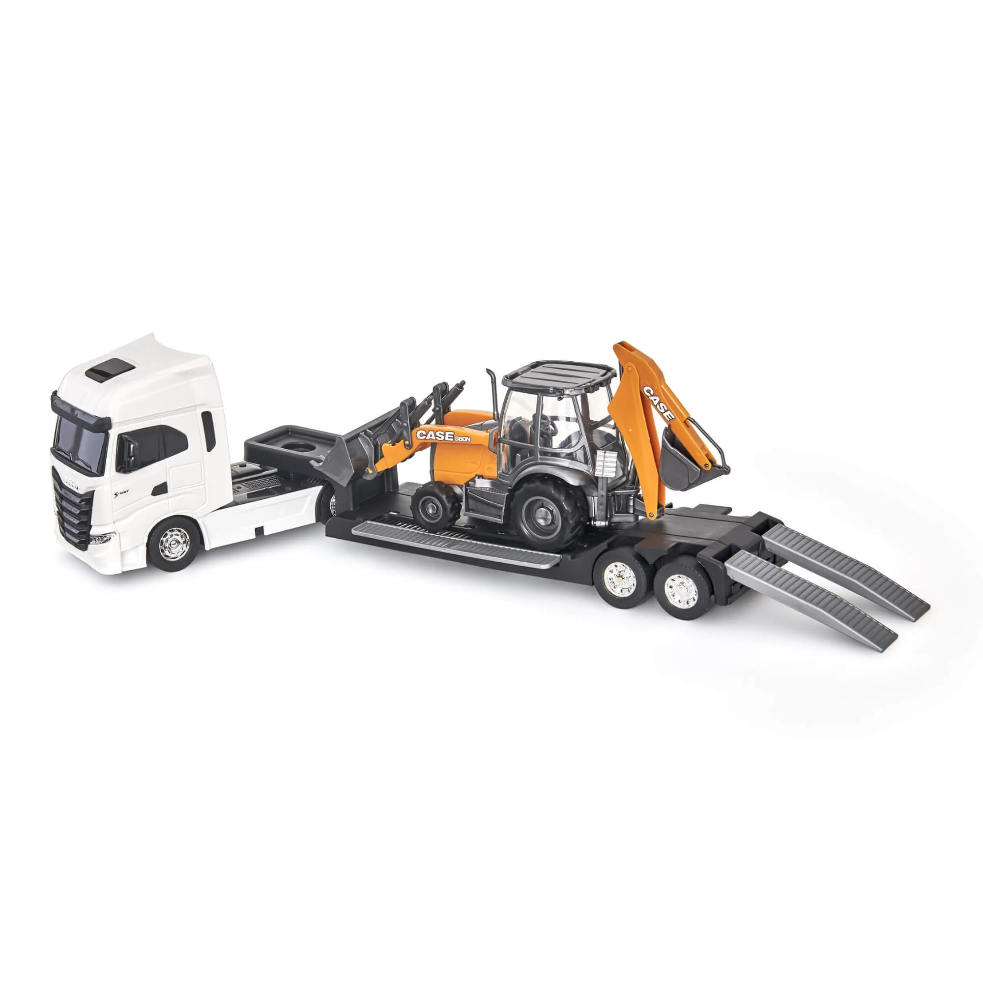 Brinquedo Caminhão Iveco S-Way Plataforma Retroescavadeira Case Usual Brinquedos - 691