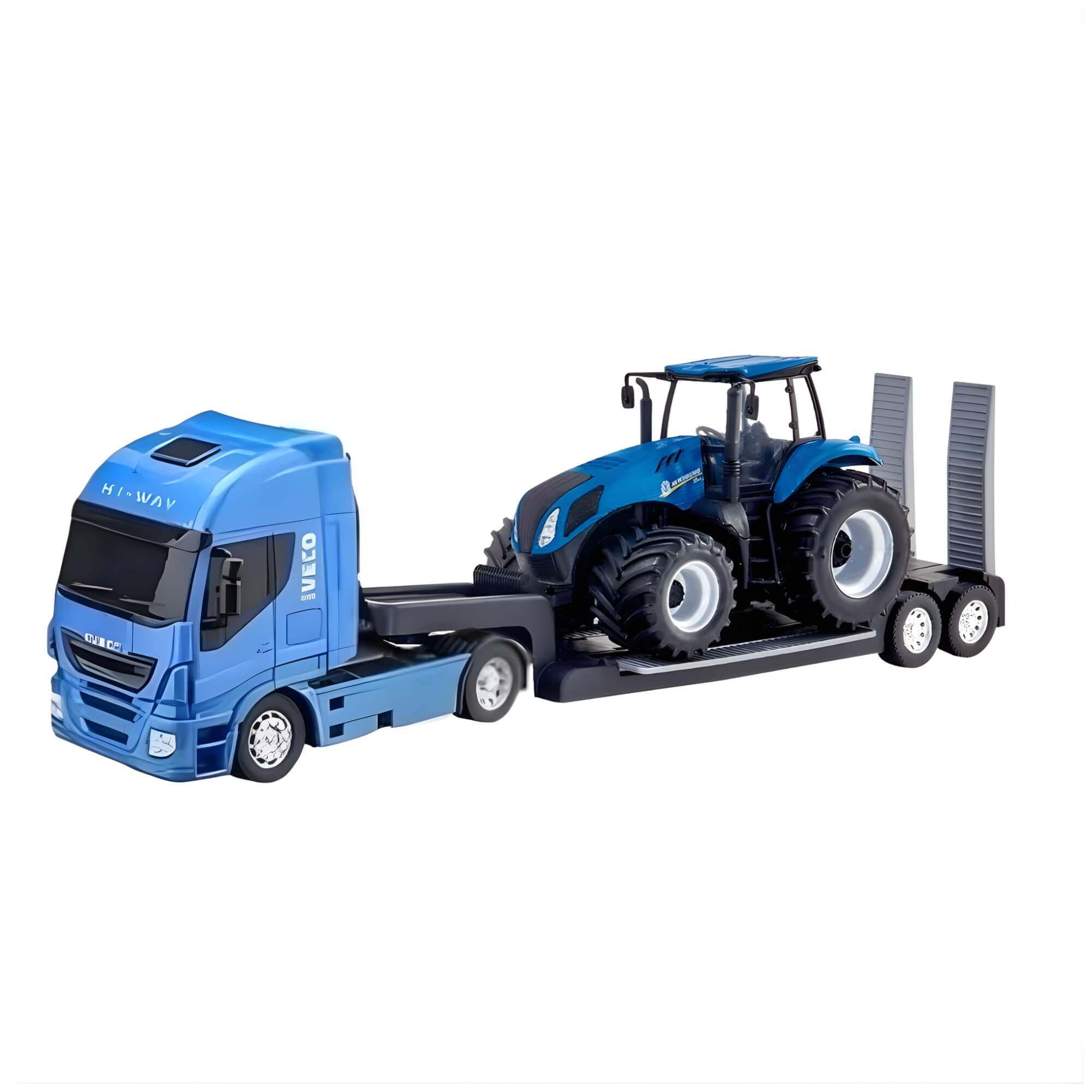 Brinquedo Caminhão New Holland Iveco S-Way Plataforma c/ Trator Usual Brinquedos - 693
