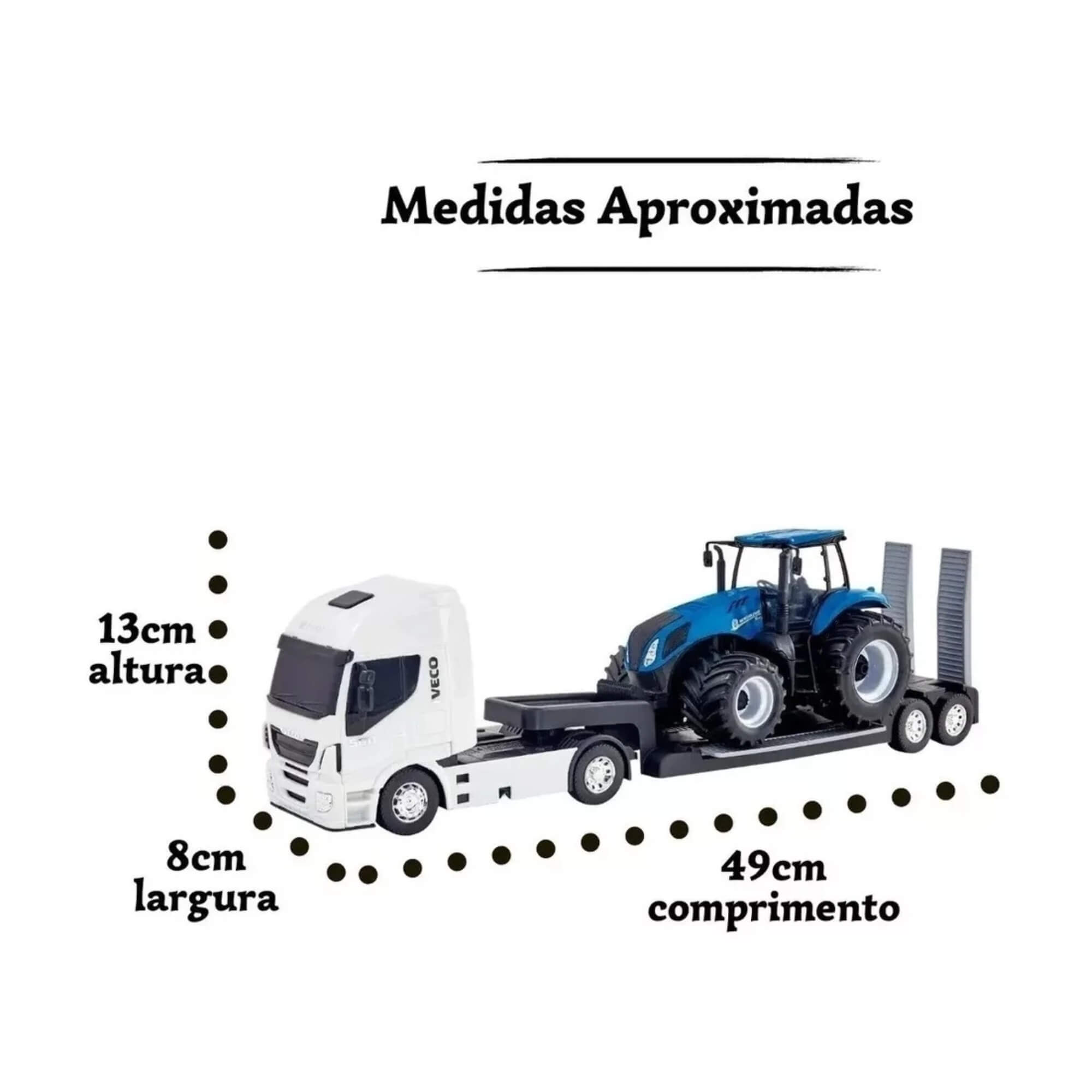 Brinquedo Caminhão New Holland Iveco S-Way Plataforma c/ Trator Usual Brinquedos - 693