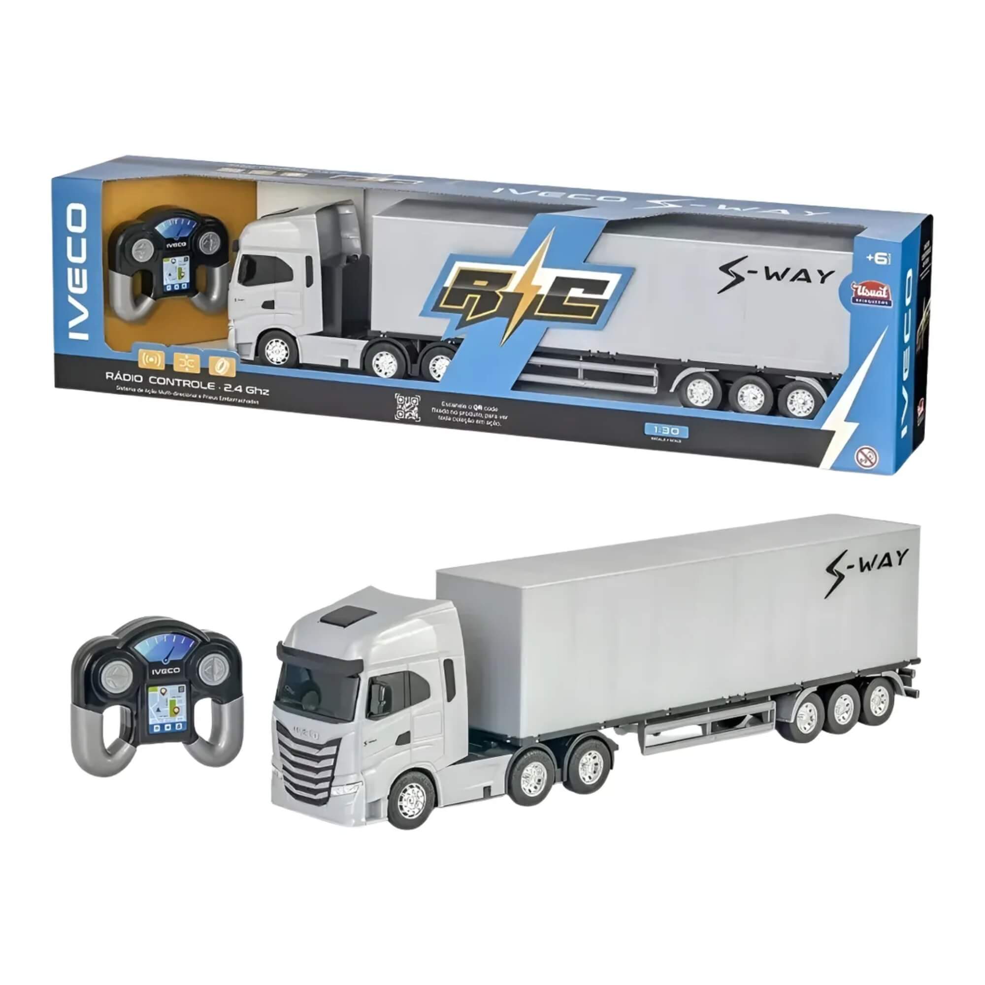 Brinquedo Caminhão Mini Iveco Bau S-Way Controle Remoto Sortido e Unitário Usual Brinquedos - 698