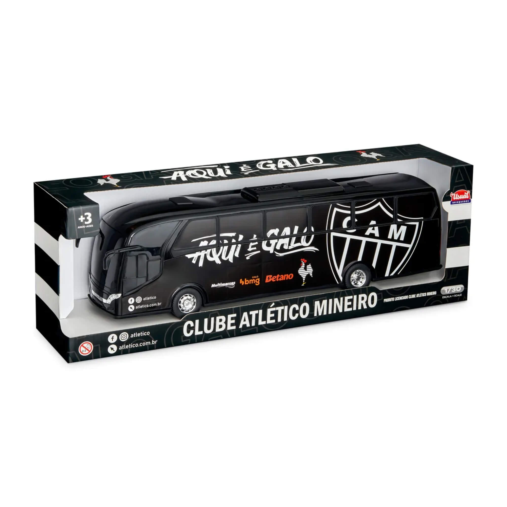 Brinquedo Ônibus Miniatura Atlético Mineiro Réplica Galo Usual Brinquedos - 700