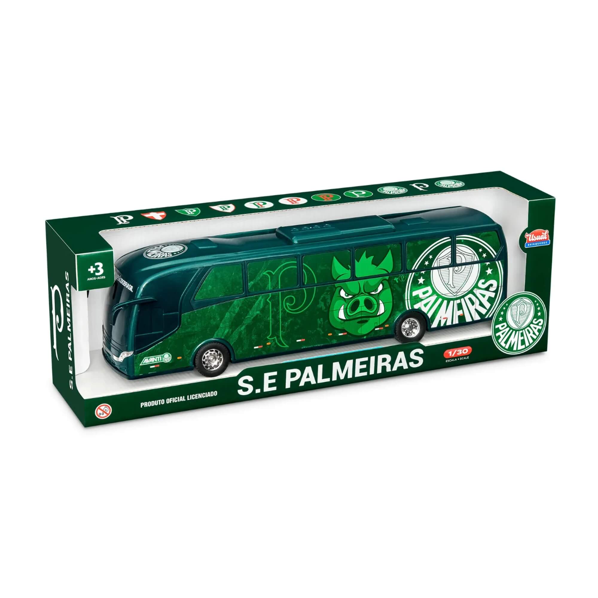 Brinquedo Ônibus Miniatura Palmeiras Réplica Verdão Usual Brinquedos - 701