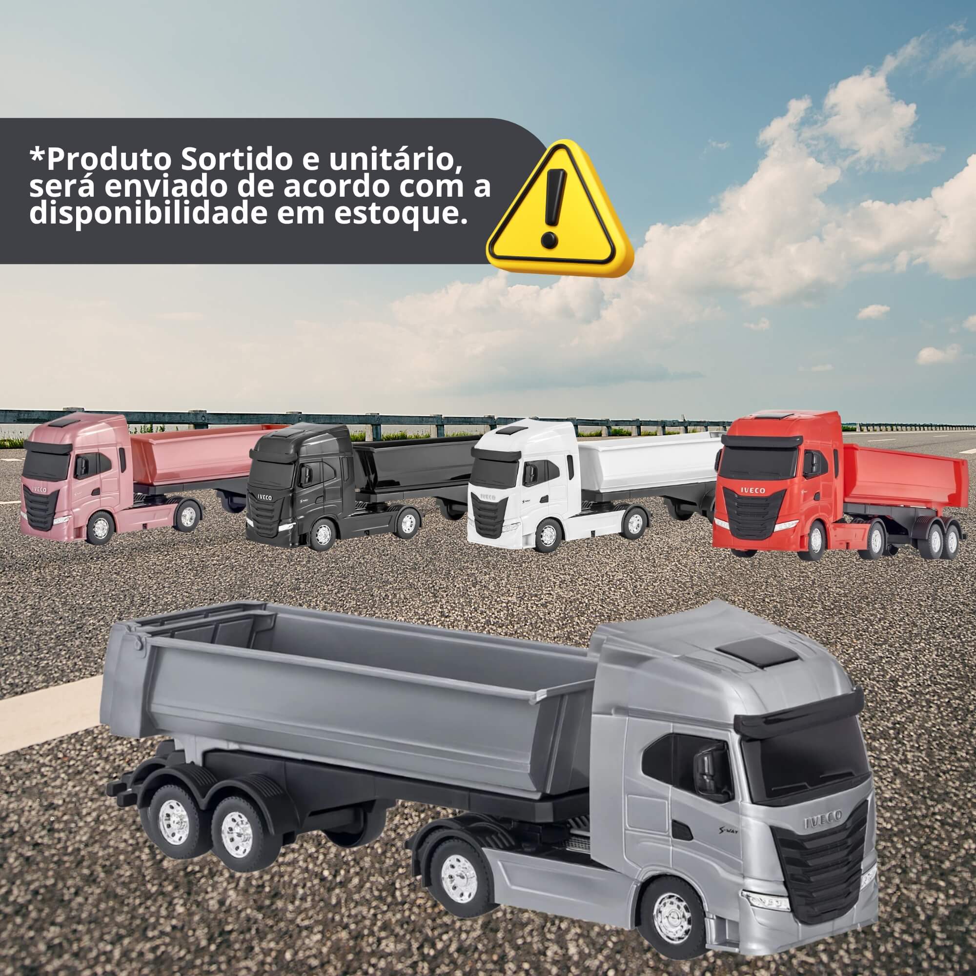 Brinquedo Caminhão Miniatura Iveco S-Way Toco Basculante Sortido e Unitário Usual Brinquedos - 756