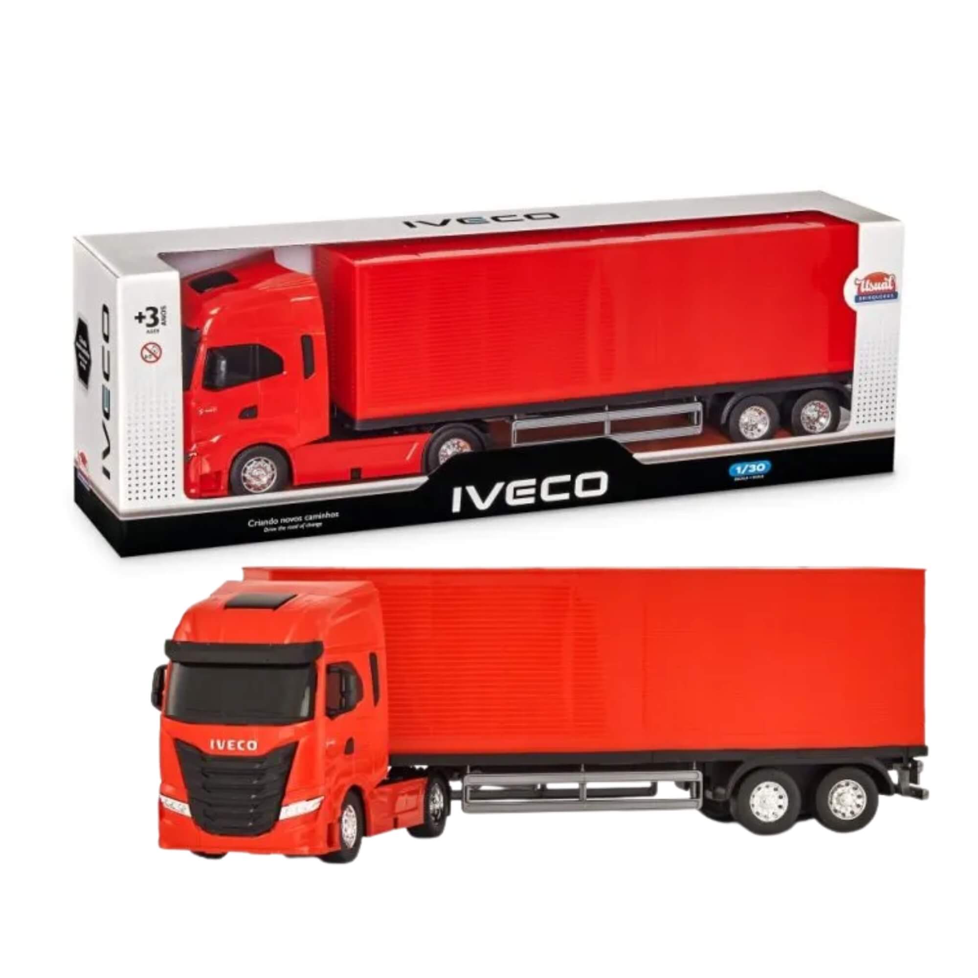 Brinquedo Caminhão Miniatura Iveco S-Way Toco Baú Carreta Sortido Unitário Usual Brinquedos - 758