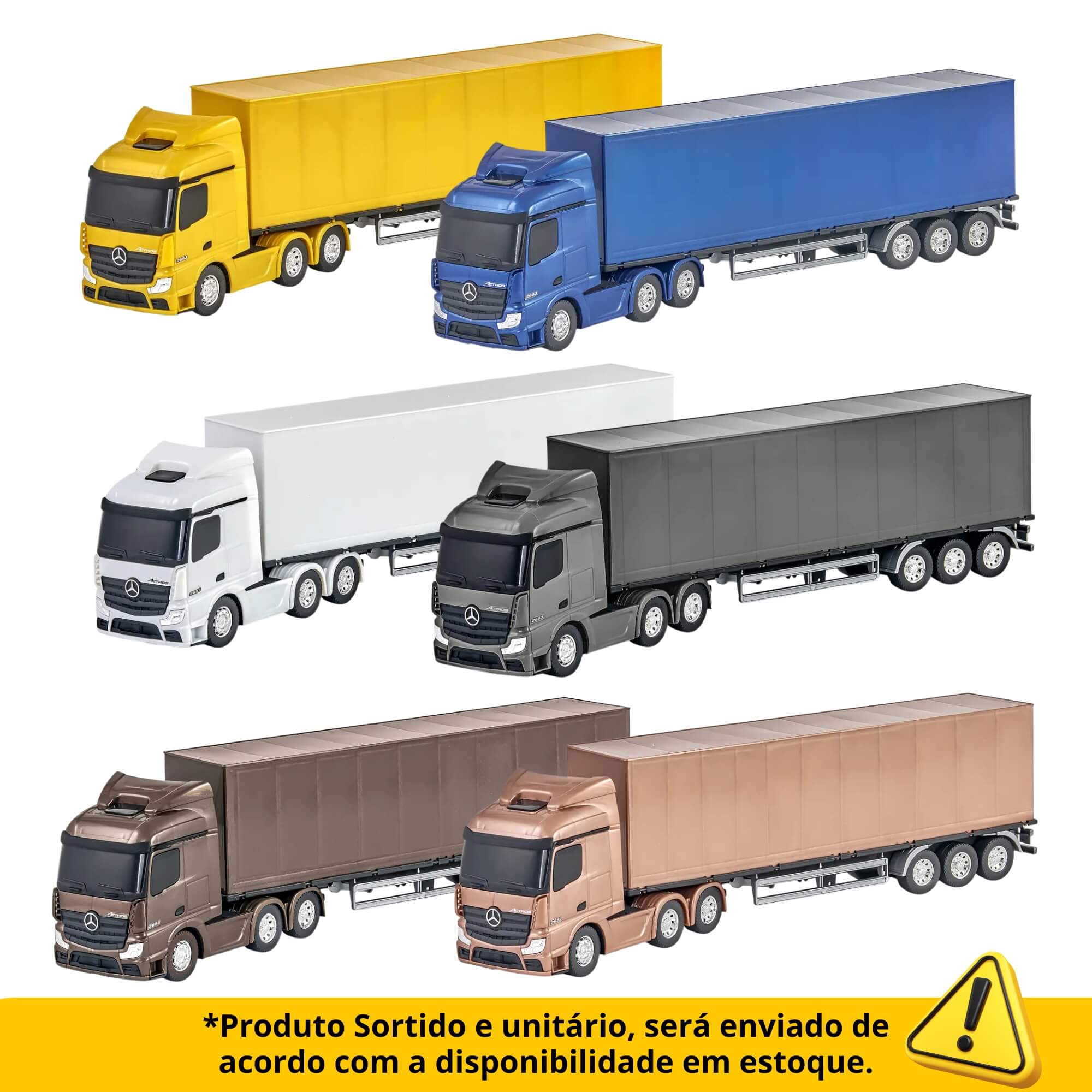 Brinquedo Caminhão Miniatura Mercedes Benz Actros Baú Sortido e Unitário Usual Brinquedos - 832