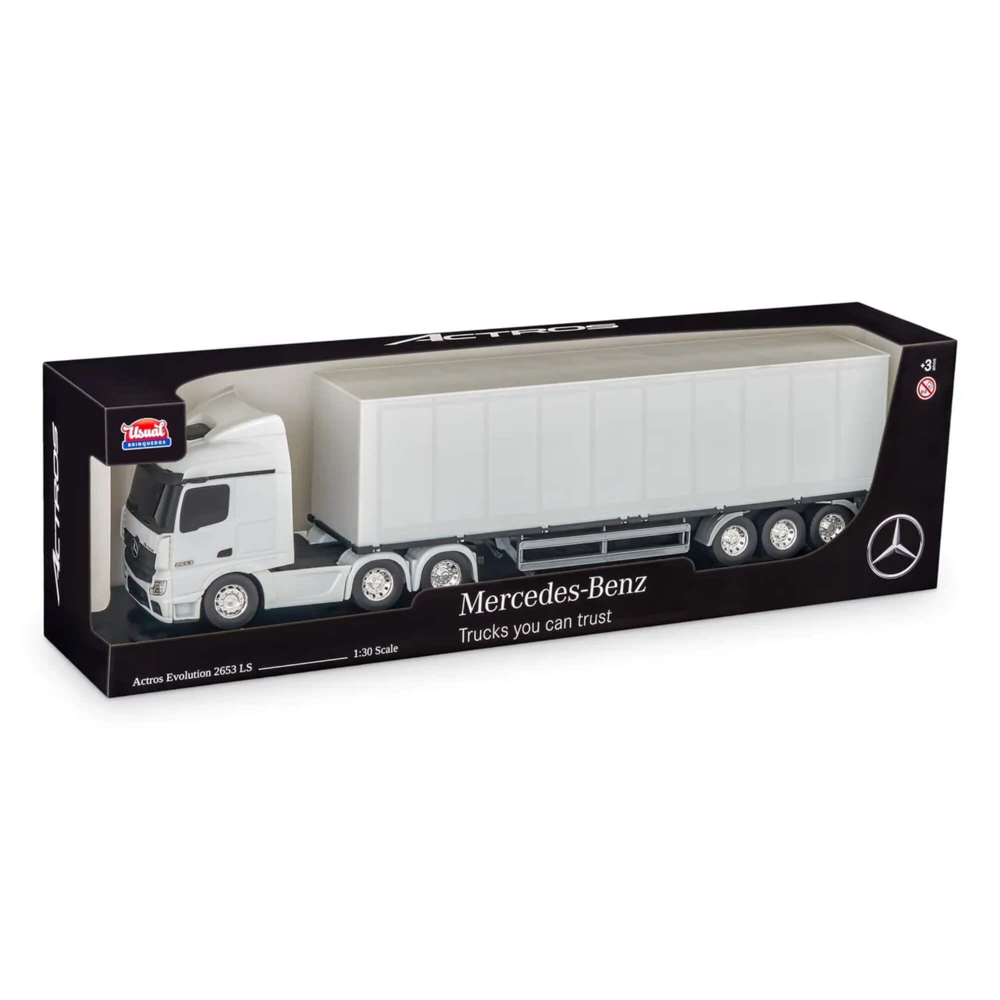 Brinquedo Caminhão Miniatura Mercedes Benz Actros Baú Sortido e Unitário Usual Brinquedos - 832