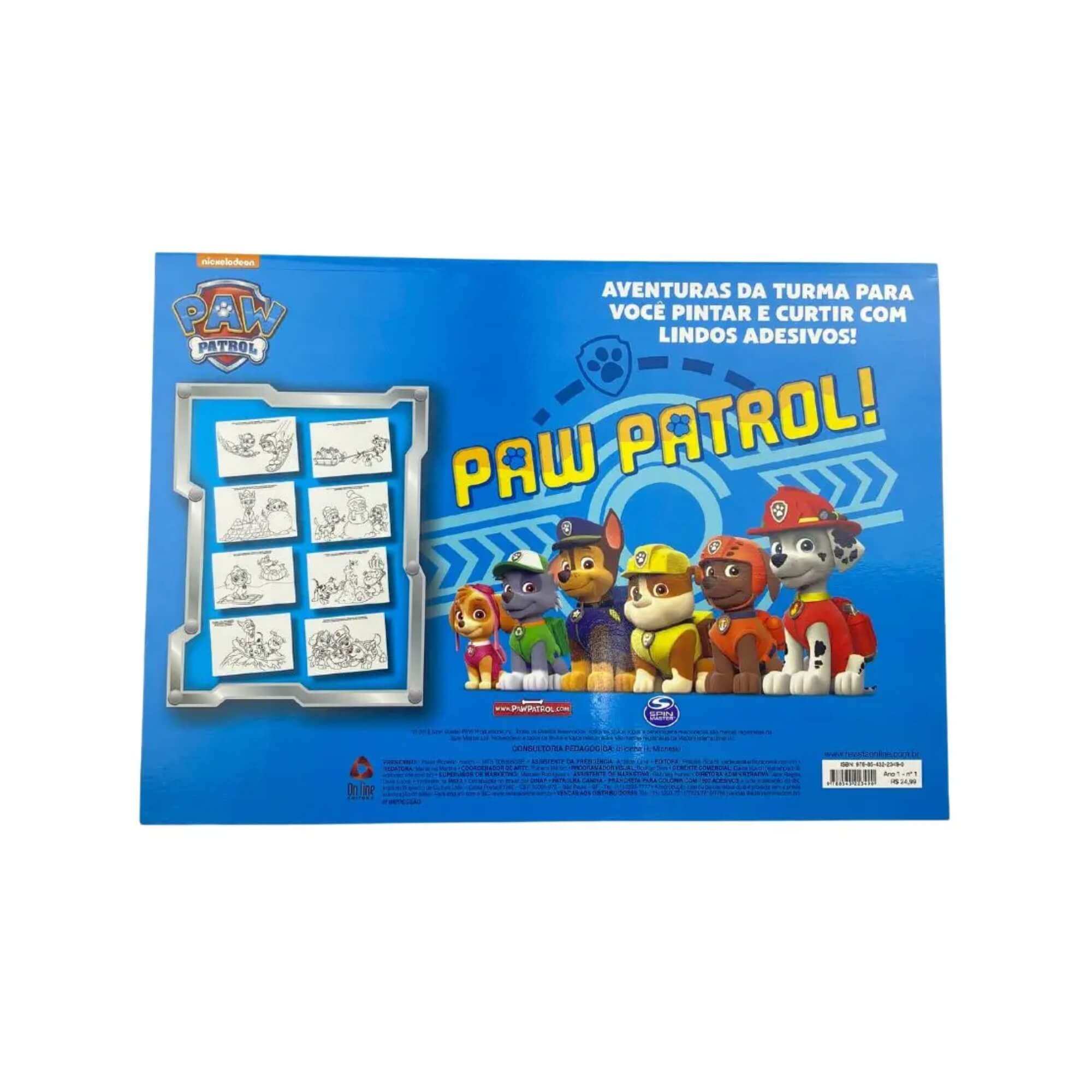 Prancheta para colorir Patrulha Canina com 1500 adesivos Editora On Line - 9788543223490