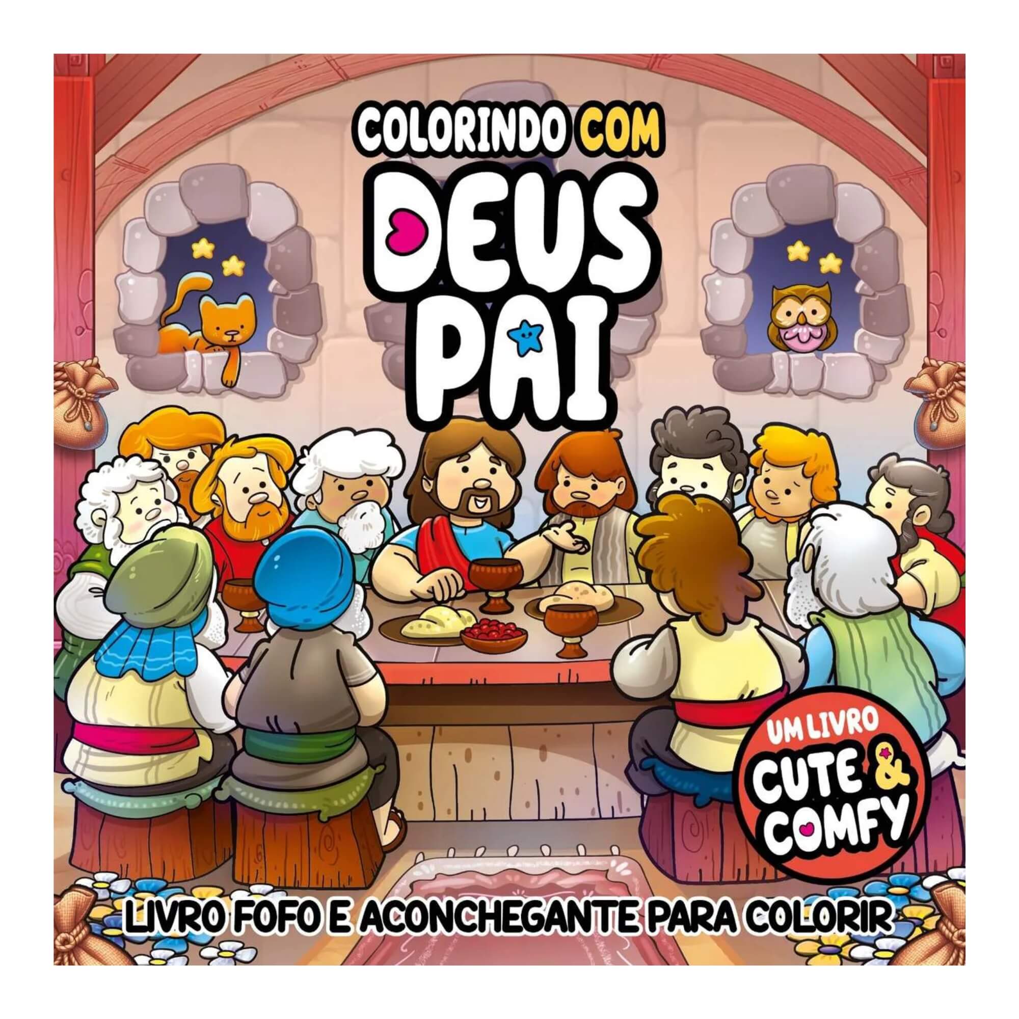 Livro de Colorir Cute & Comfy Colorindo com Deus Pai Editora On Line - 9786560953147