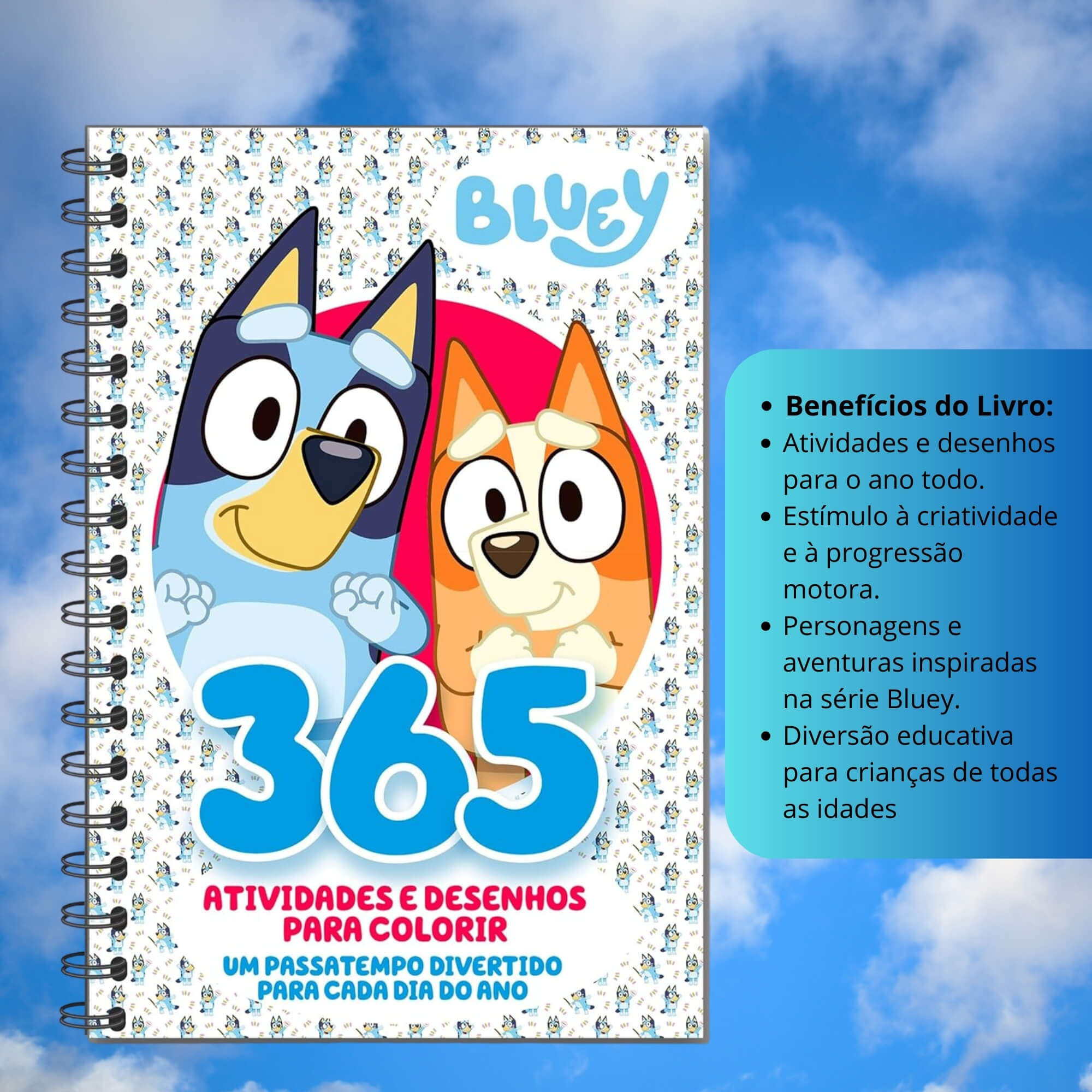 Livro Bluey 365 Atividades e Desenhos para Colorir 01 Editora On Line - 9786561264075