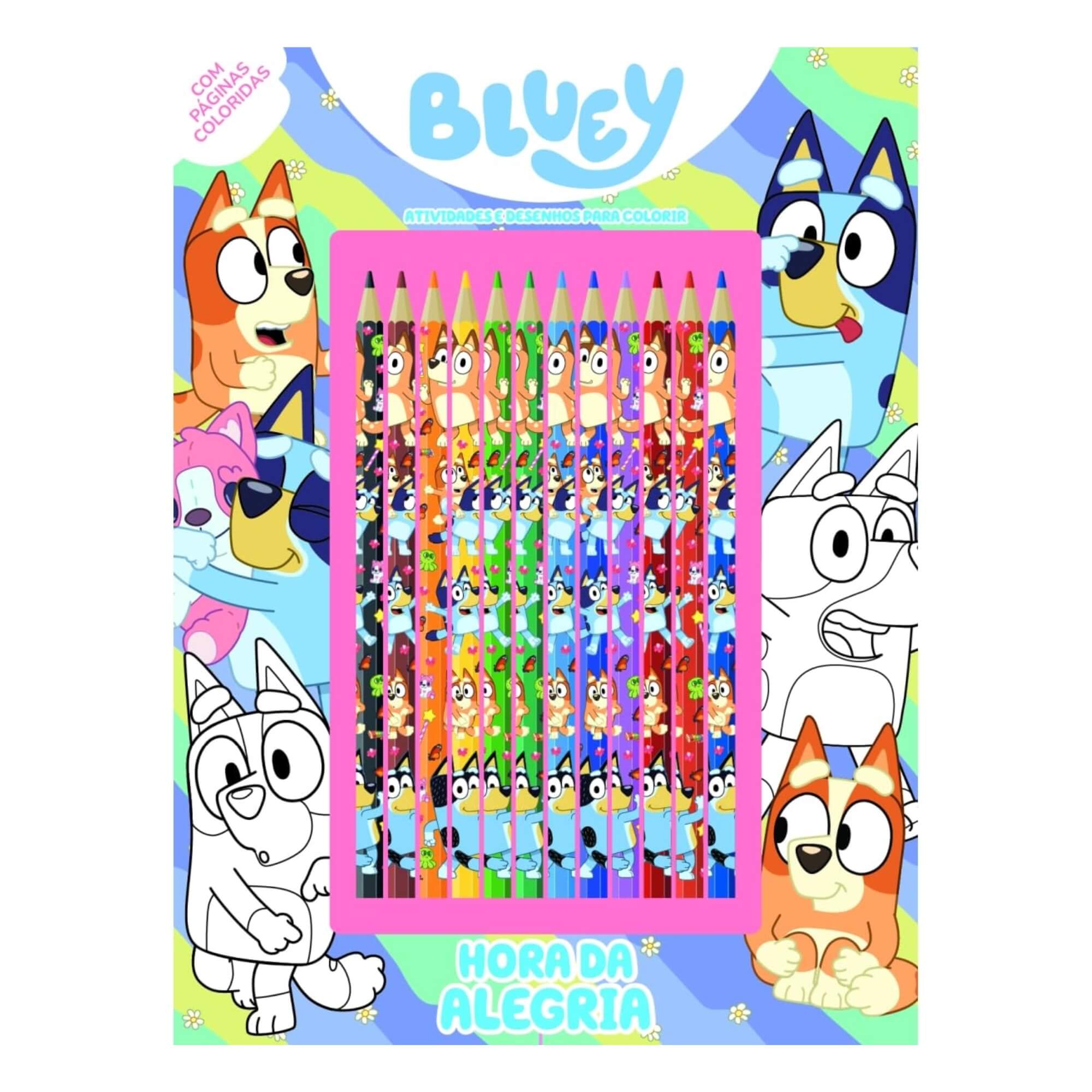 Livro de Atividades com 12 Lápis de Cor Bluey Hora da Alegria Editora On Line - 9786555479584