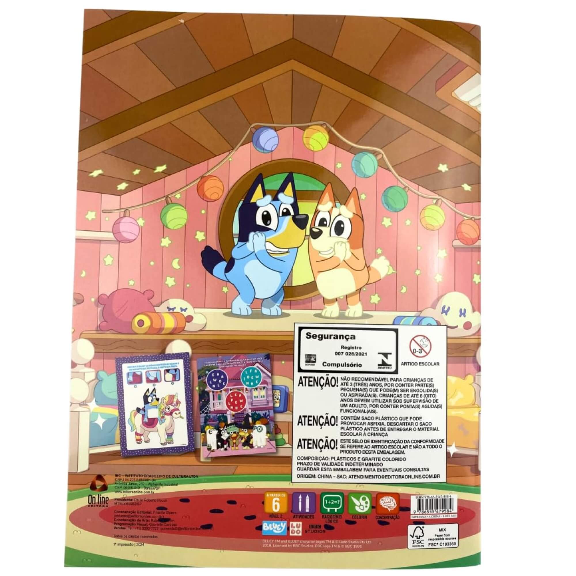 Livro de Atividades com 12 Lápis de Cor Bluey Hora da Alegria Editora On Line - 9786555479584