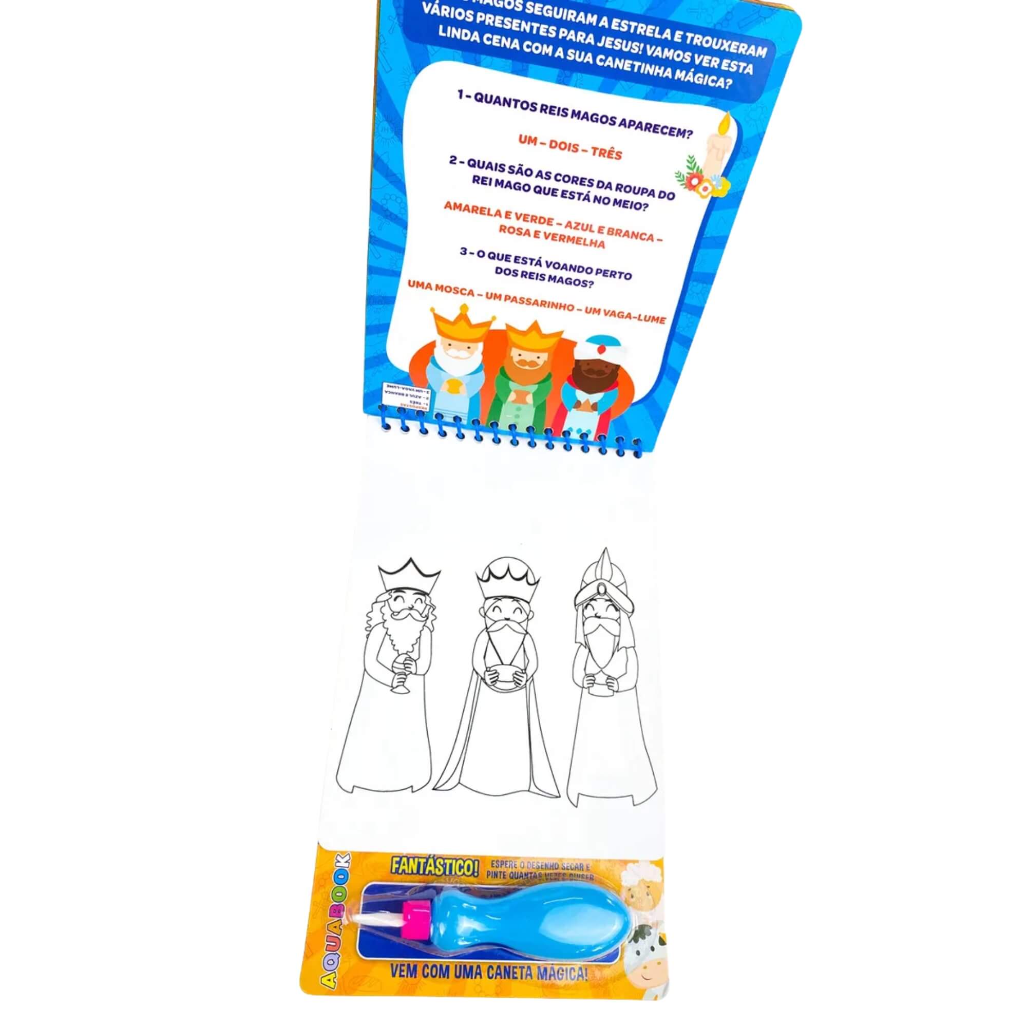 Livro Infantil Interativo para Colorir Aquabook Nascimento de Jesus Editora On Line - 9786555473285