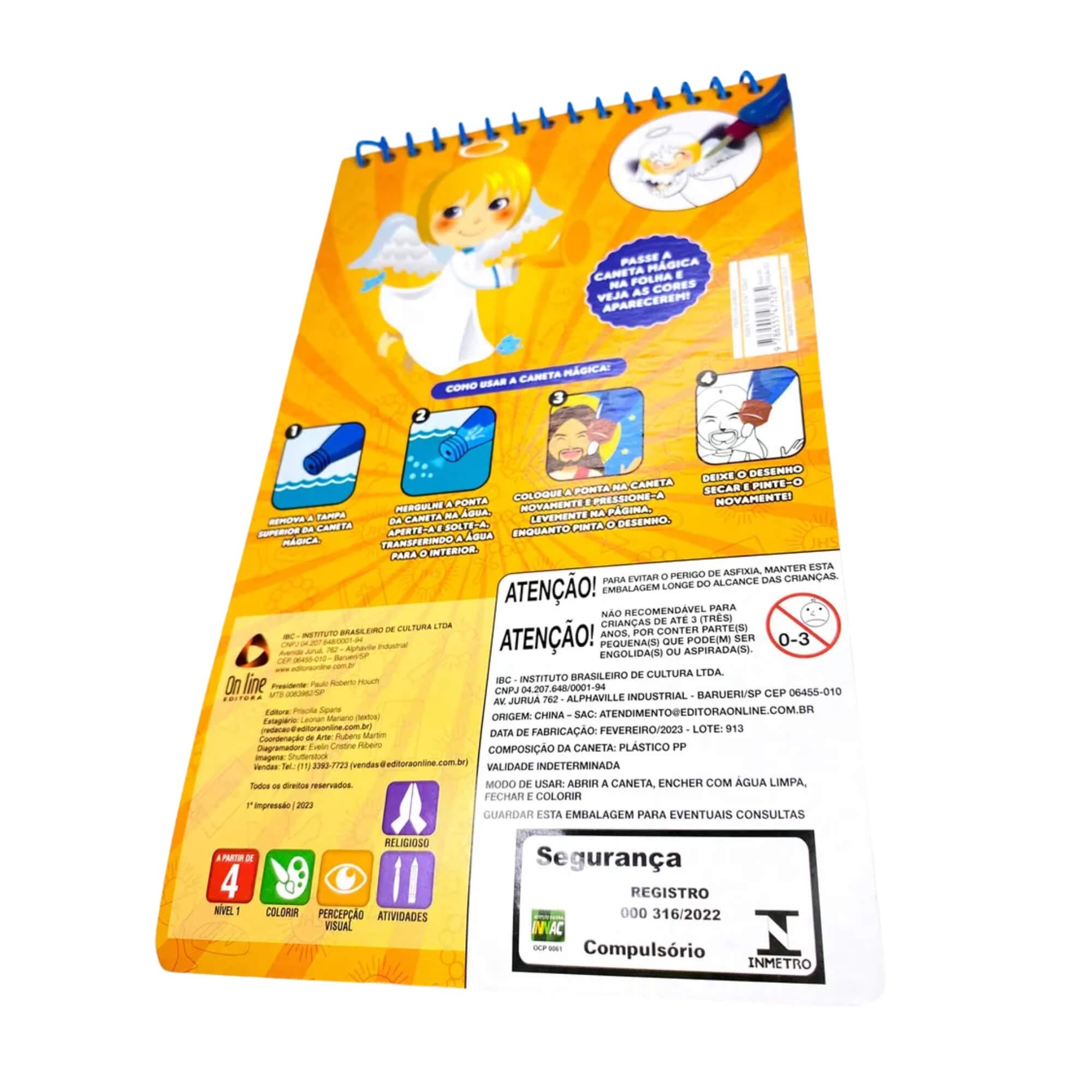 Livro Infantil Interativo para Colorir Aquabook Nascimento de Jesus Editora On Line - 9786555473285