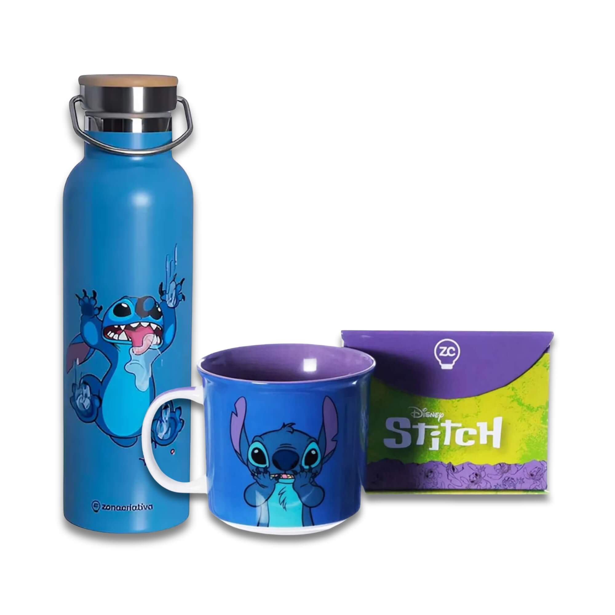 COMP Kit Garrafa Térmica Camp Stitch 600ml + Caneca Disney Stitch 350ml