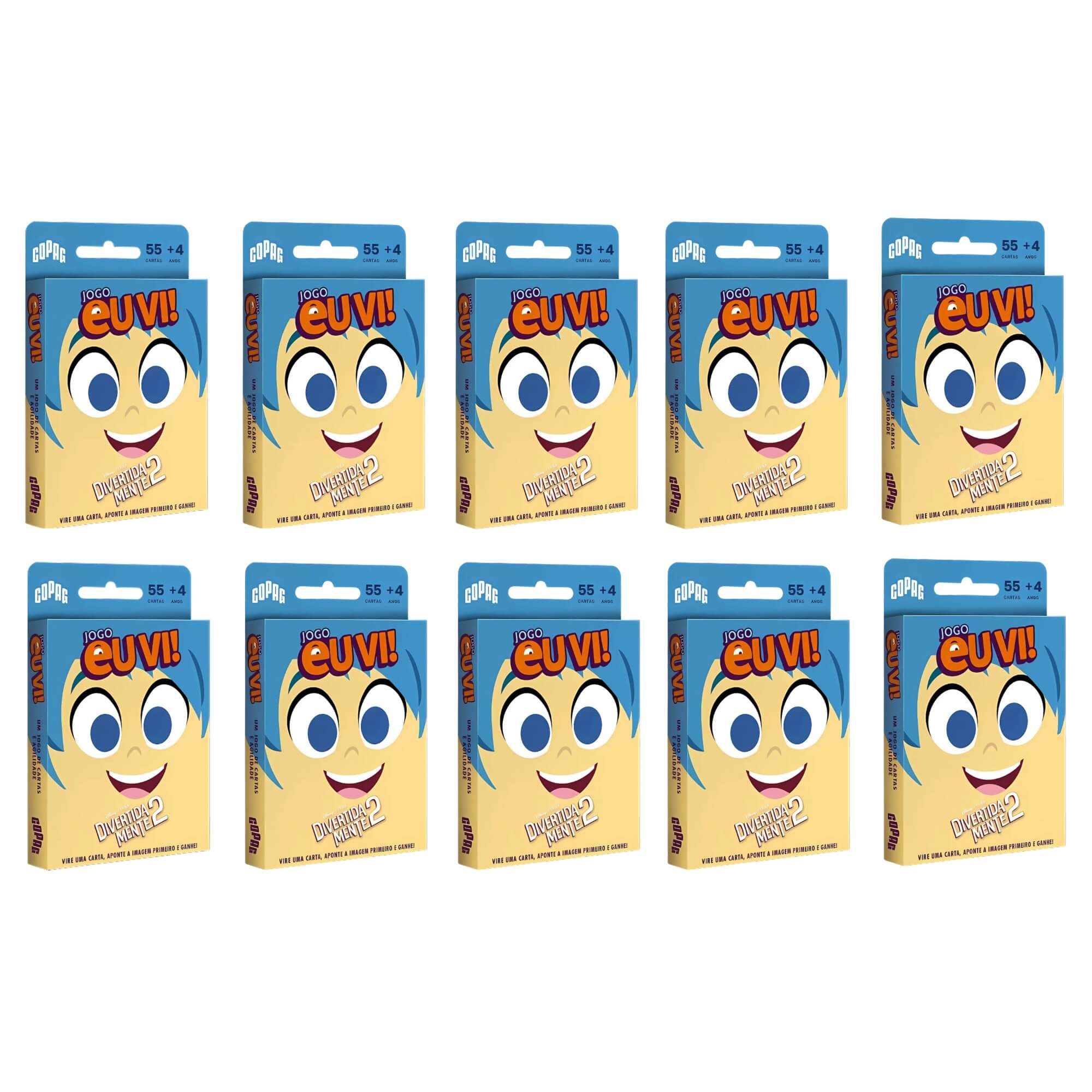Kit Jogos de Cartas Infantil: 10 unds Jogo Eu Vi! Divertidamente 2 com 55 Cartas - Copag