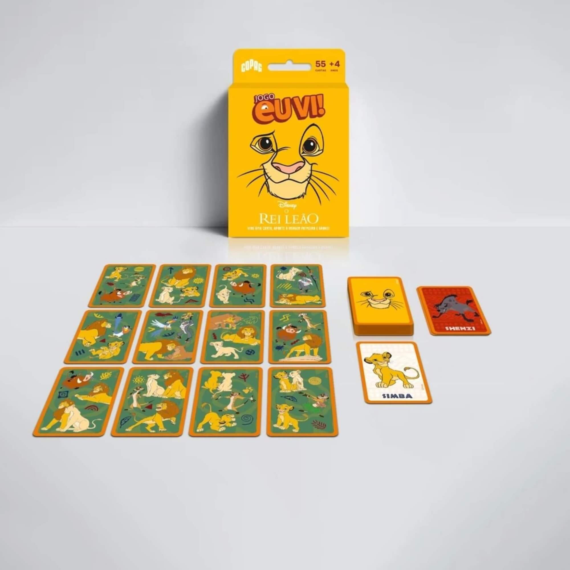 COMP Kit 4 Jogos Eu Vi! 55 Cartas: Rei Leão, Spidey, Aliens de Toy Story e T-Rex