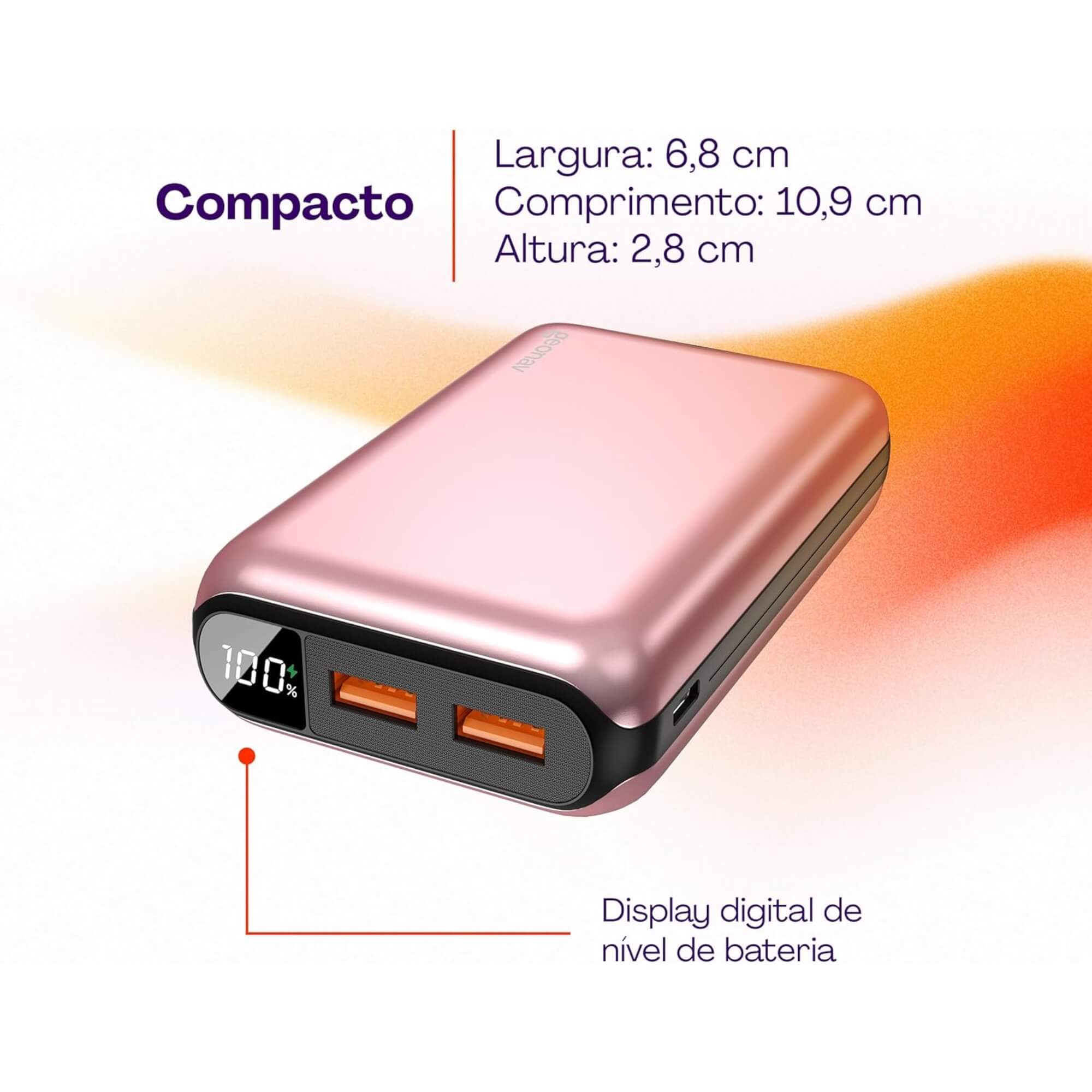 Carregador Portátil Power Bank 20000mah com Carregamento Rápido Geonav - 11626