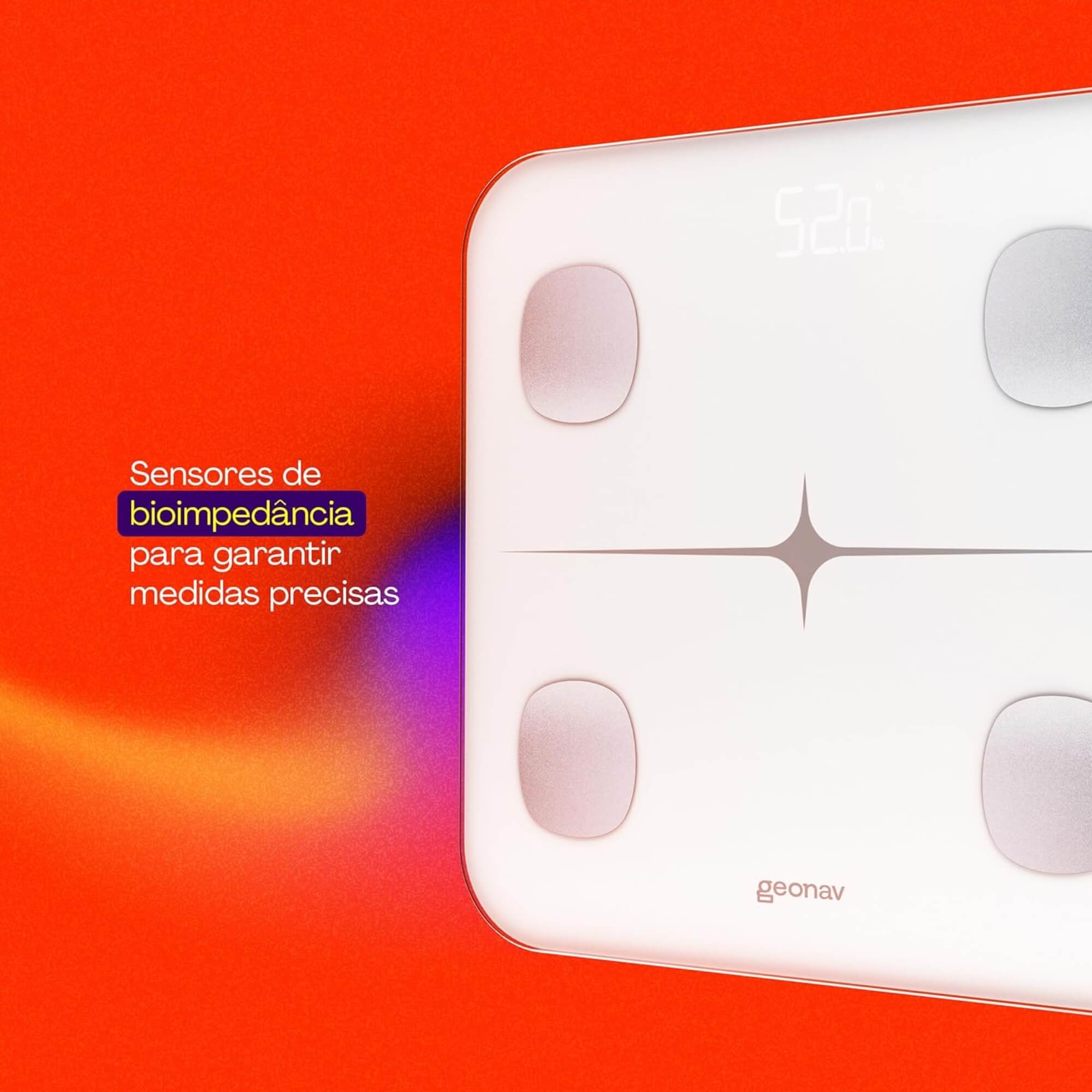 Balança Inteligente com Bioimpedância até 180kg Hisauba cor branco Geonav - 11727