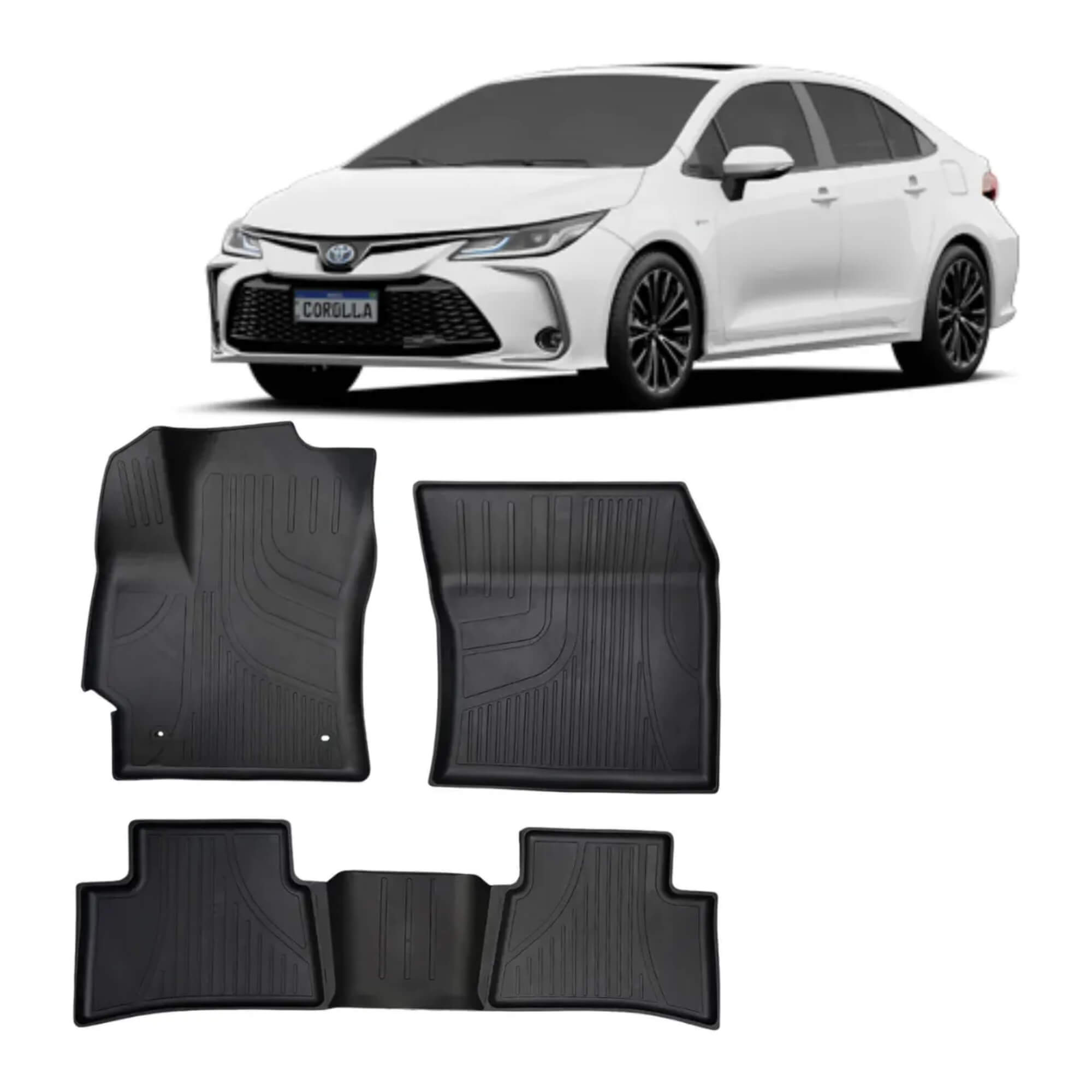 Tapete Bandeja Adaptável Corolla Sedan 2020 a 2026 Borda Alta 5 Peças Grid - TB13002