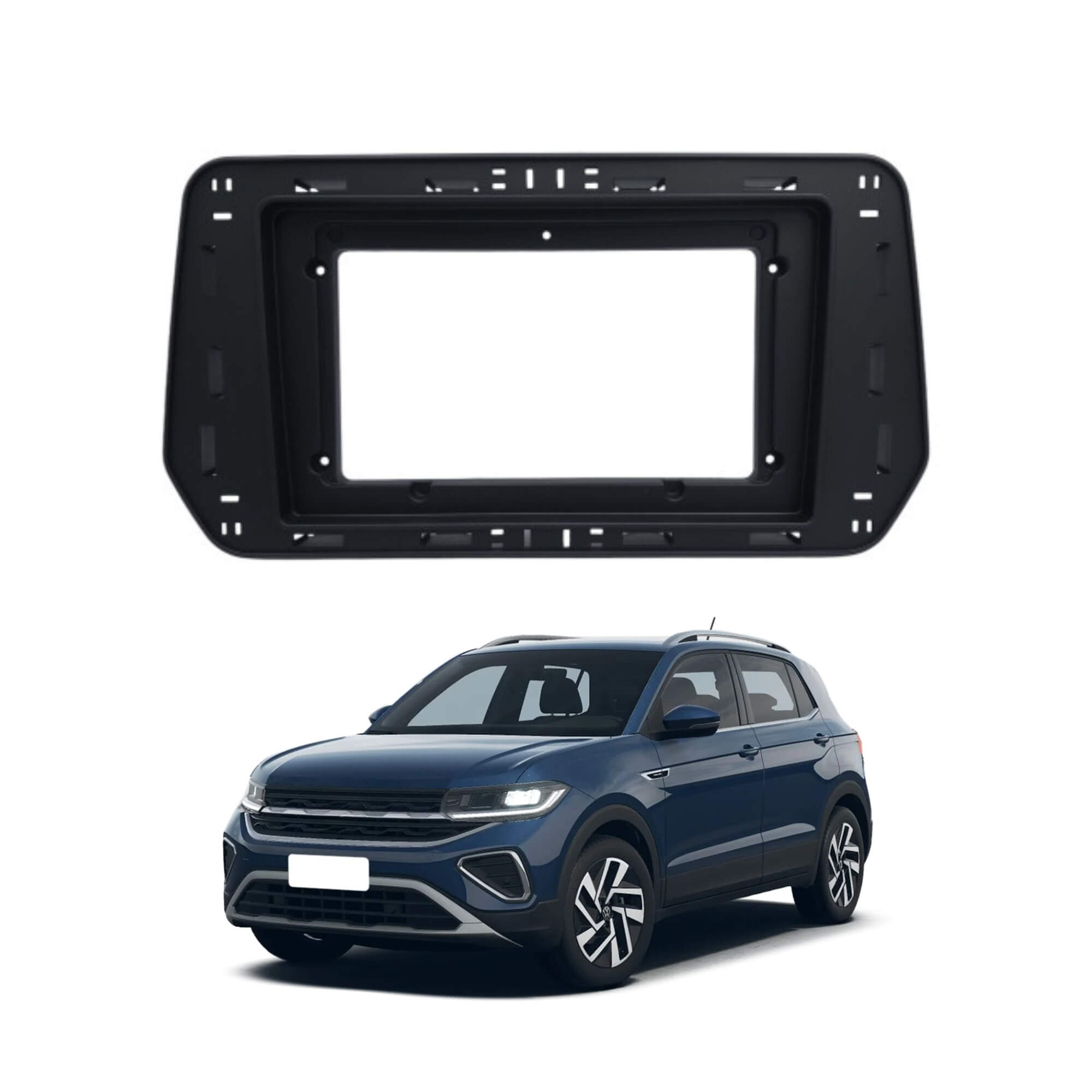 Moldura 9" VW T-Cross 2025 em diante cor Black Piano Padrão Chinês Expex - EPX9VW019