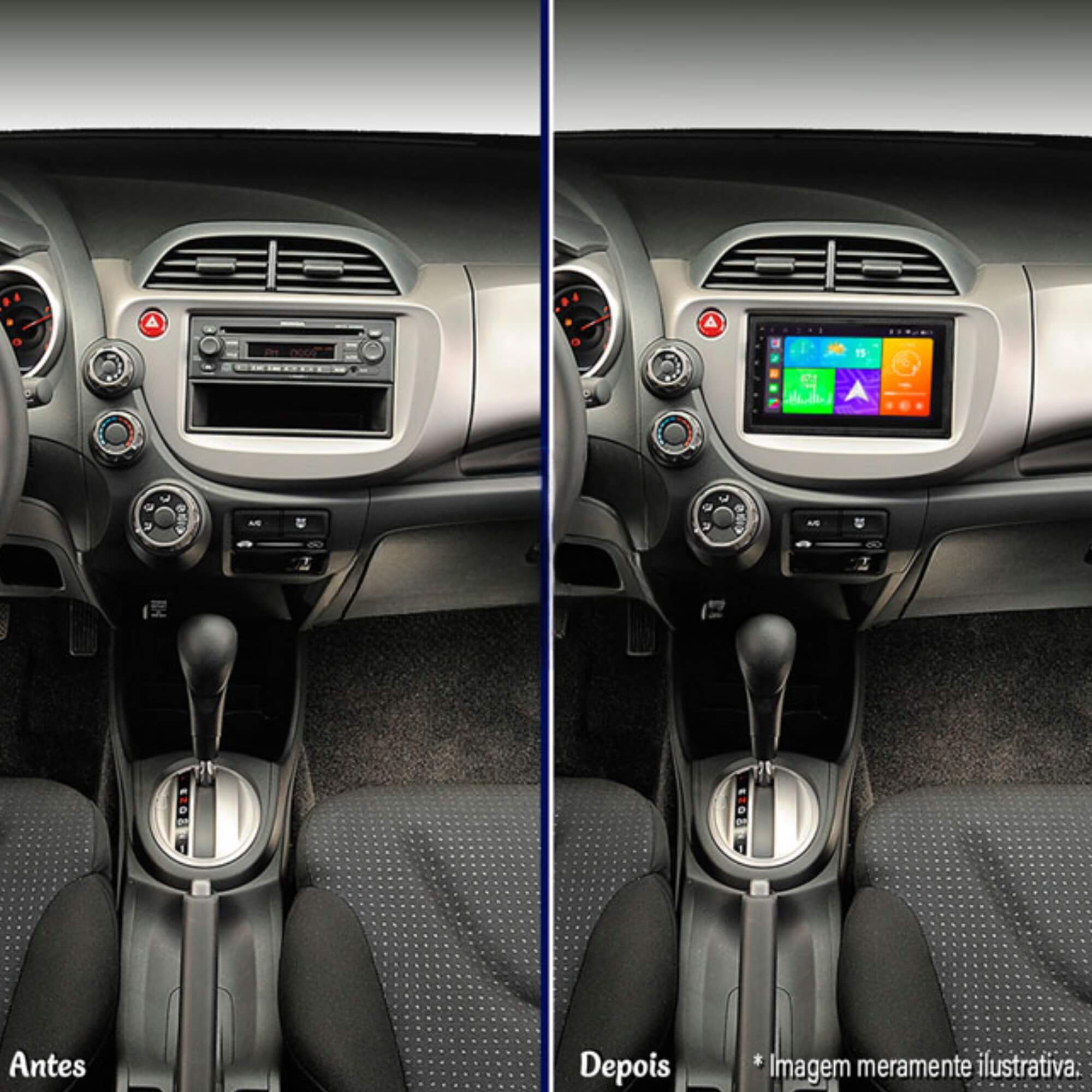Moldura 2Din Preta Fit 2004 a 2012 City DX 2009 a 2012 Padrão JP Expex - EPX 097