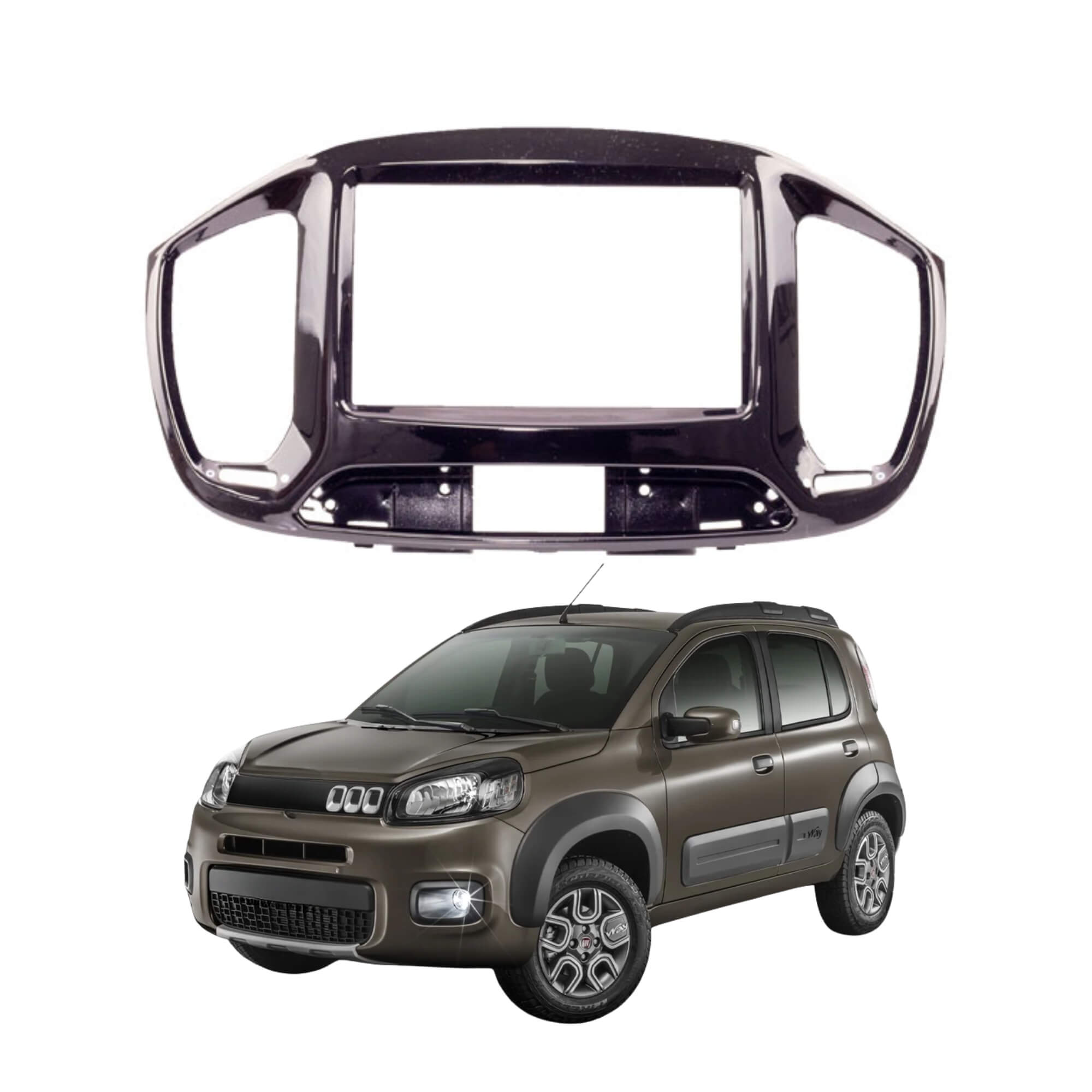 Moldura 2 Din Novo Uno 2015 a 2021 cor Black Piano Expex - EPX 412