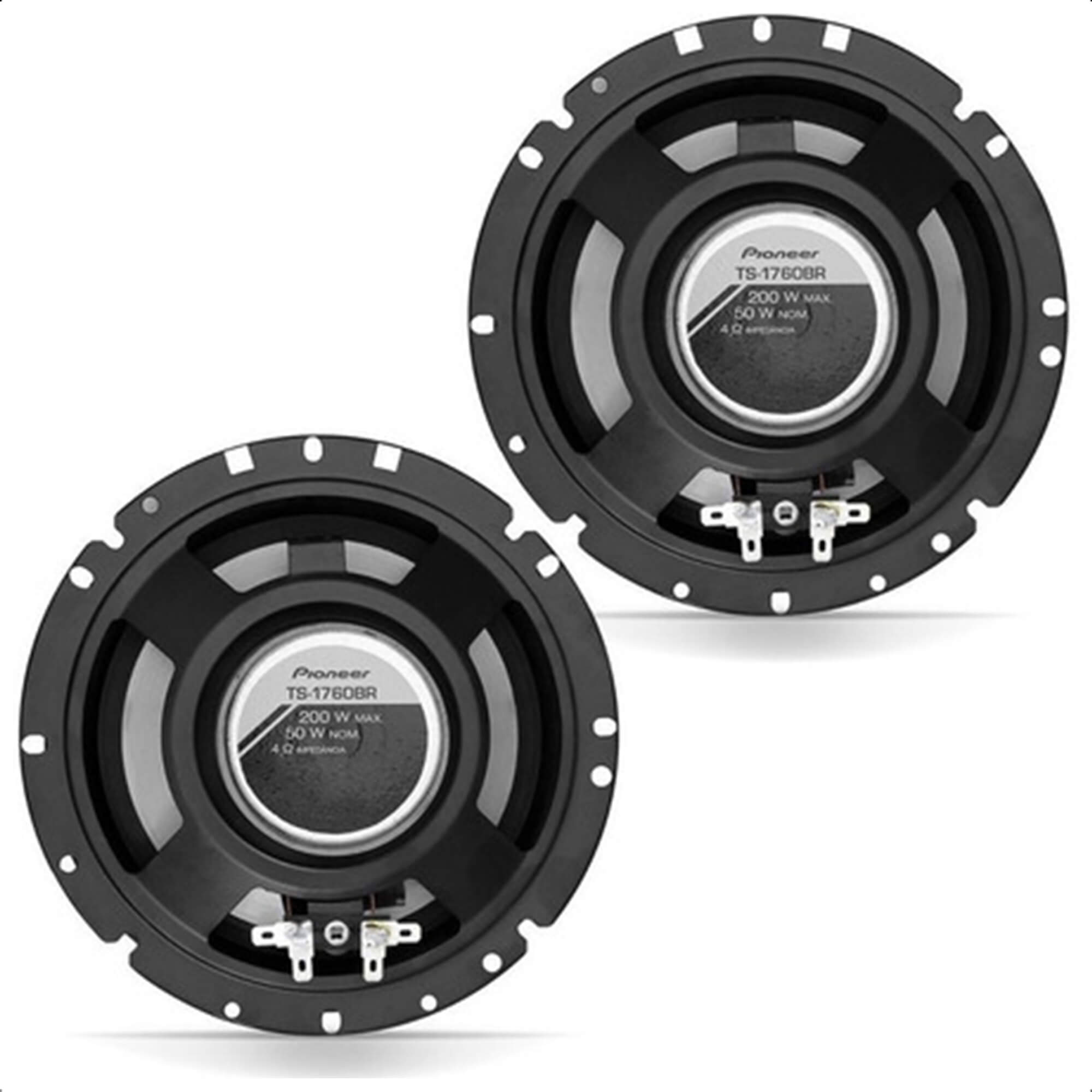 COMP Kit 2 Pares de Alto Falantes 6 Polegadas Triaxial 2x50WRMS Som Automotivo Pioneer-TS-1760BR